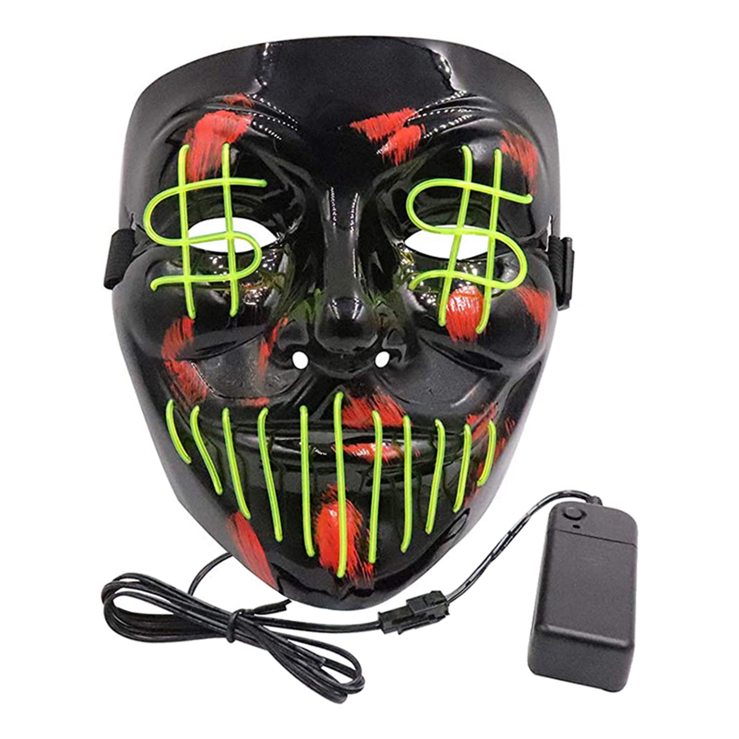 El Wire Purge Dollarsign LED Mask - Limegrön