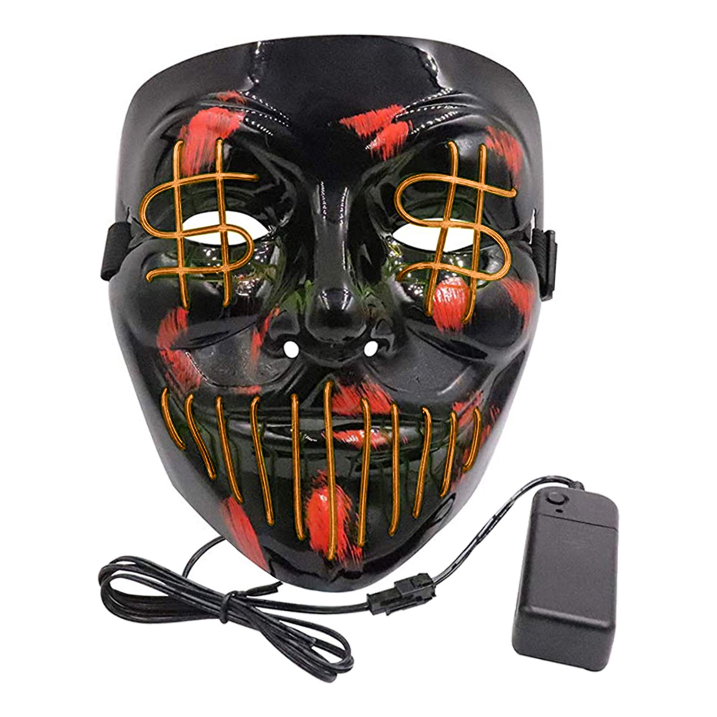 El Wire Purge Dollarsign LED Mask - Orange