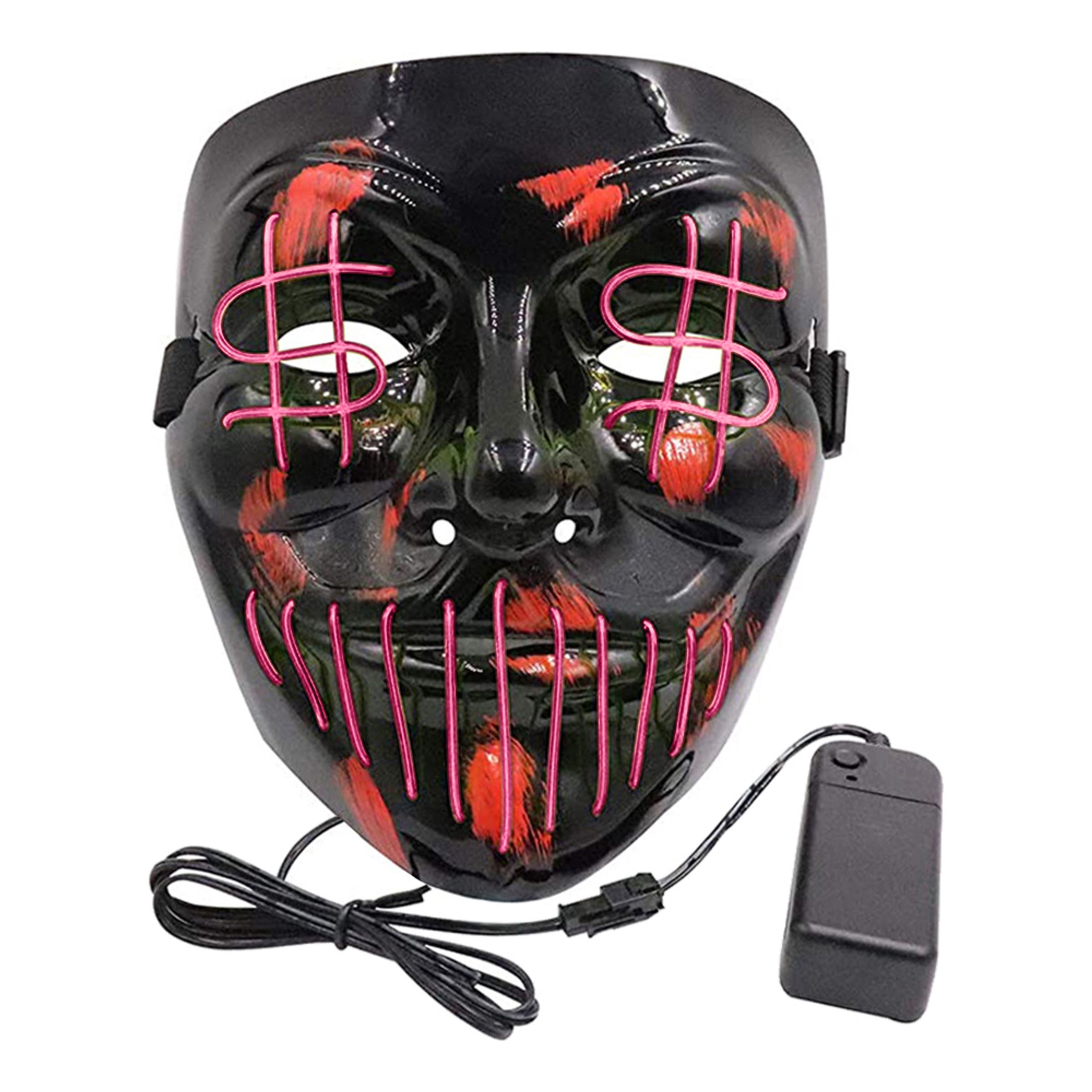 Läs mer om El Wire Purge Dollarsign LED Mask - Rosa