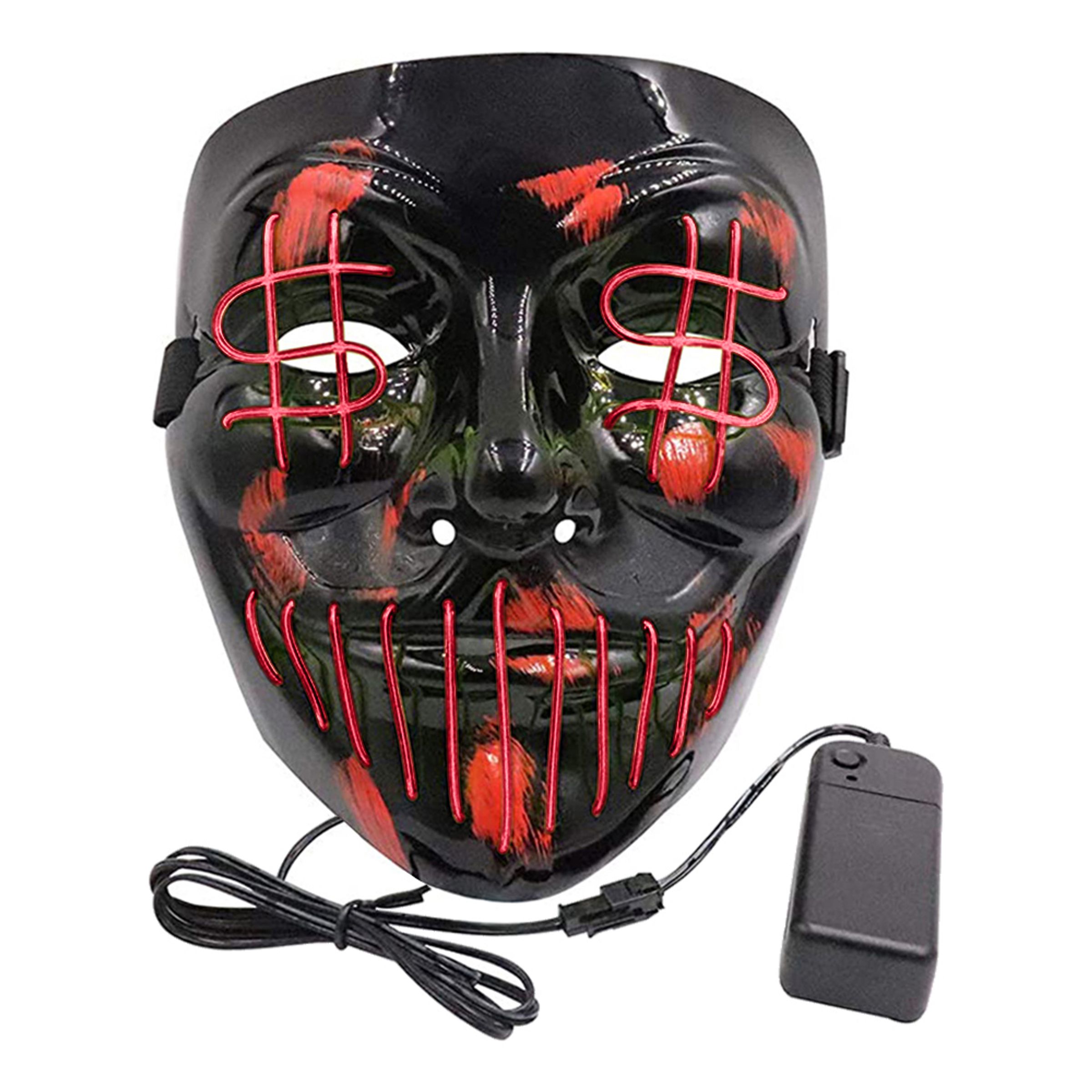 El Wire Purge Dollarsign LED Mask - Röd