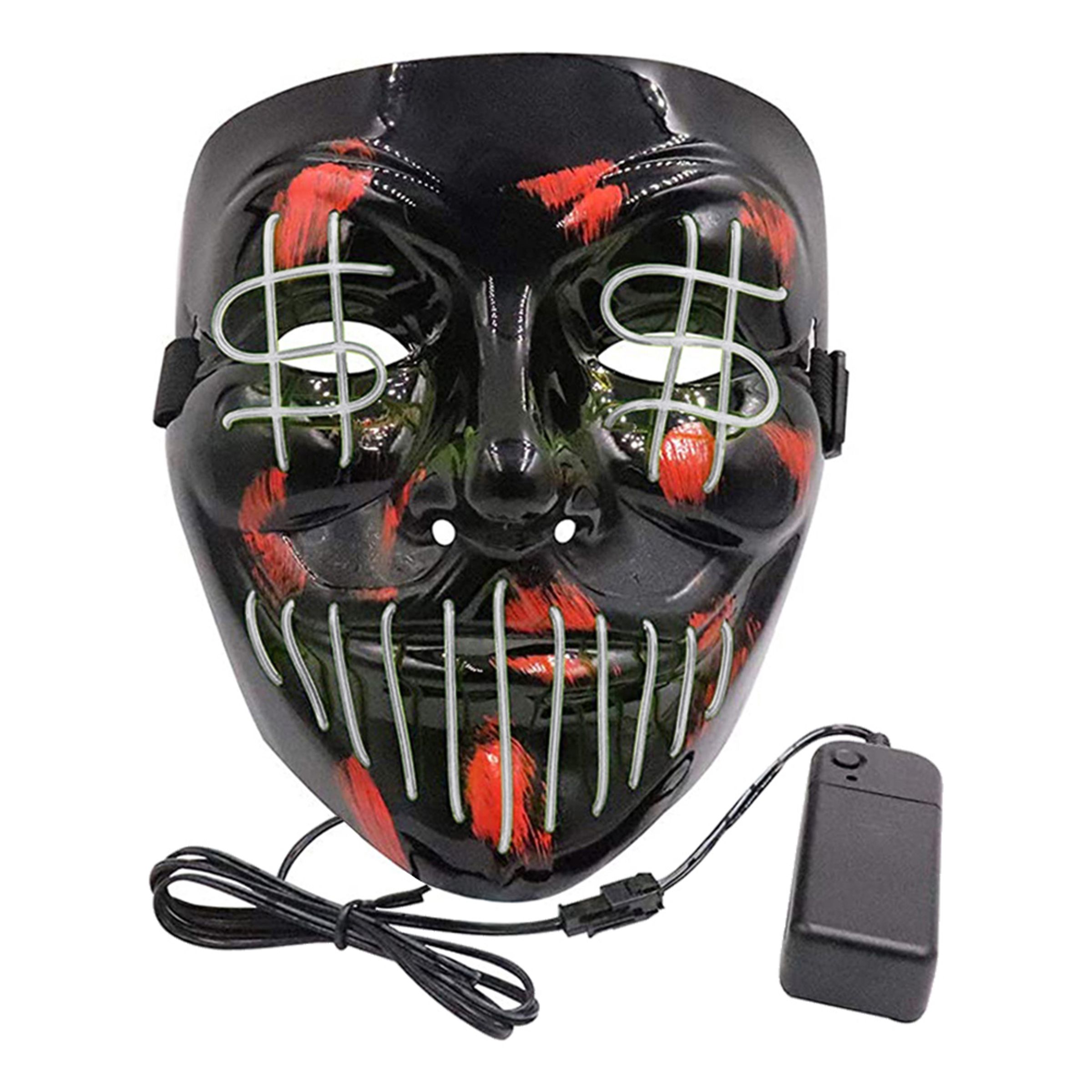 Läs mer om El Wire Purge Dollarsign LED Mask - Vit