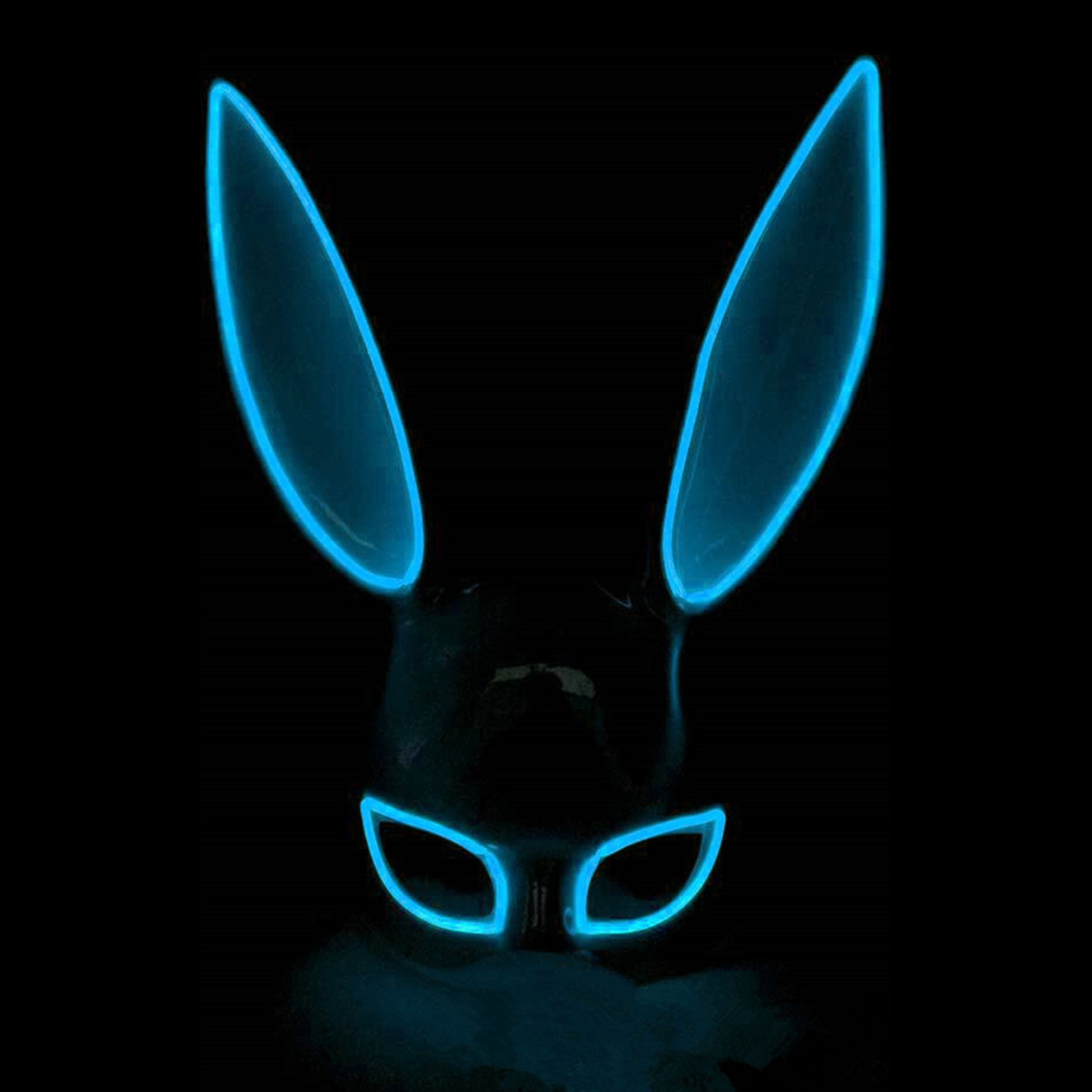 EL Wire Kanin LED Mask - Blå