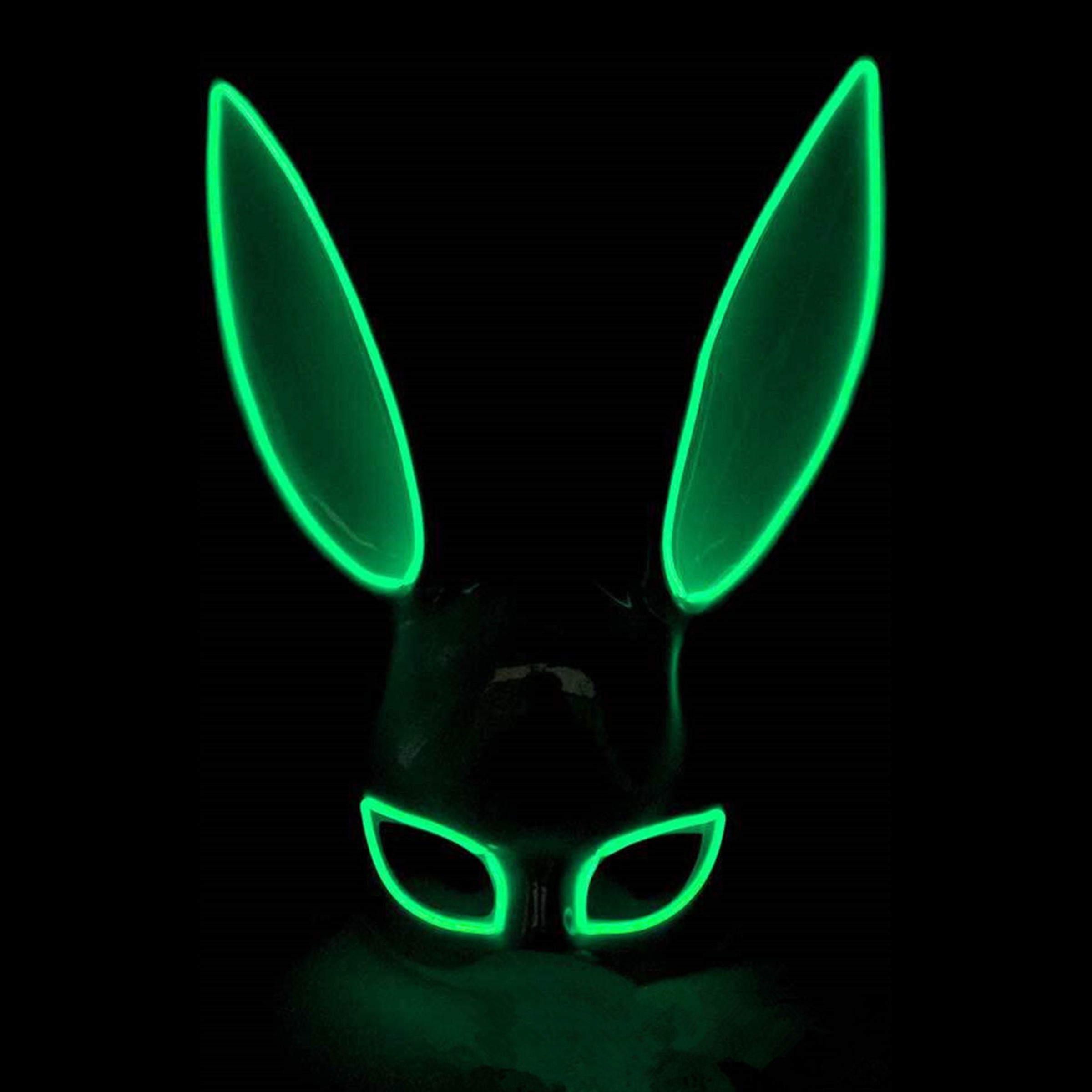 Kanin-produkter - EL Wire Kanin LED Mask - Ljusgrön