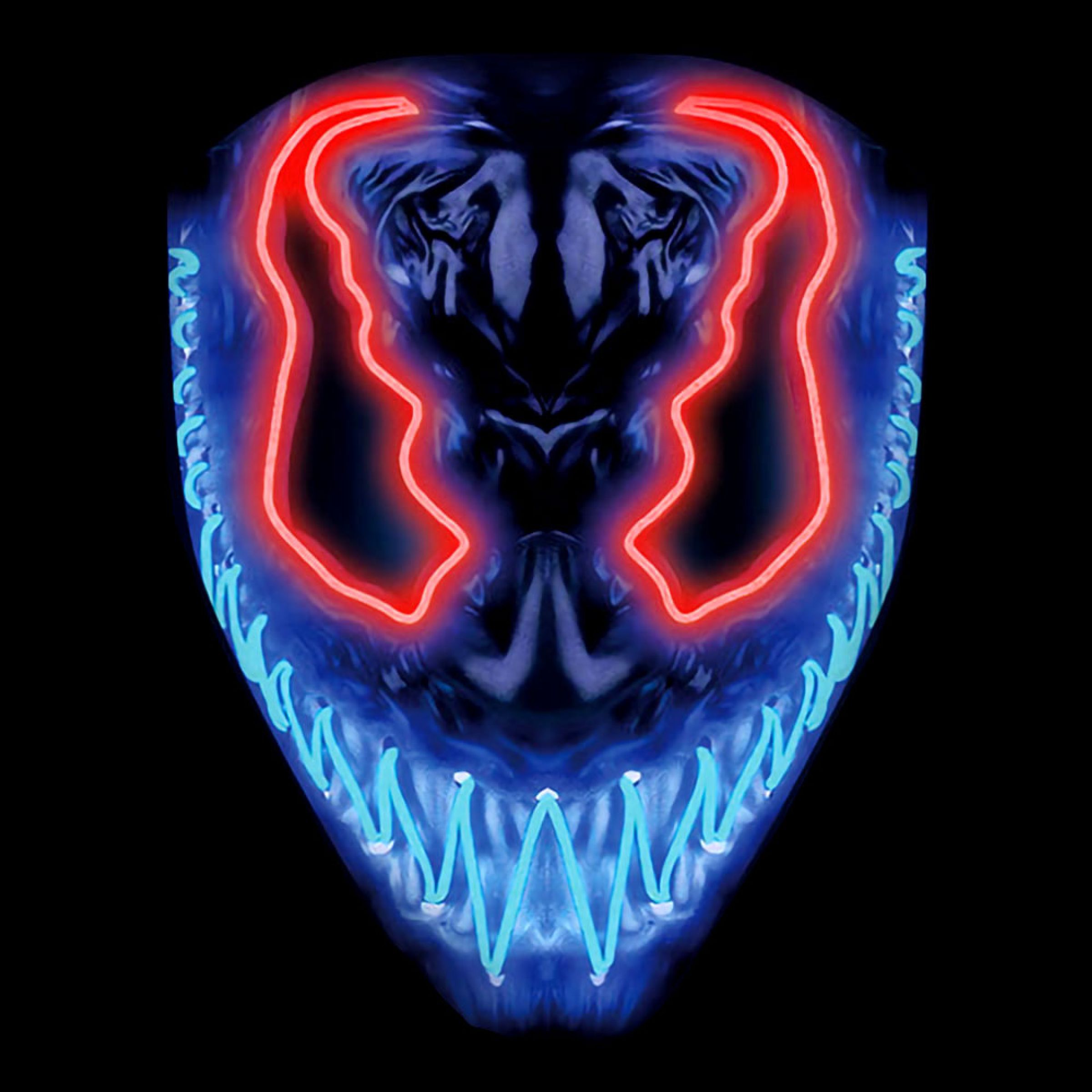 El Wire Mask Demon Röd/Blå - One size | Hem - Maskerad - Masker - Halloweenmasker | Pryloteket