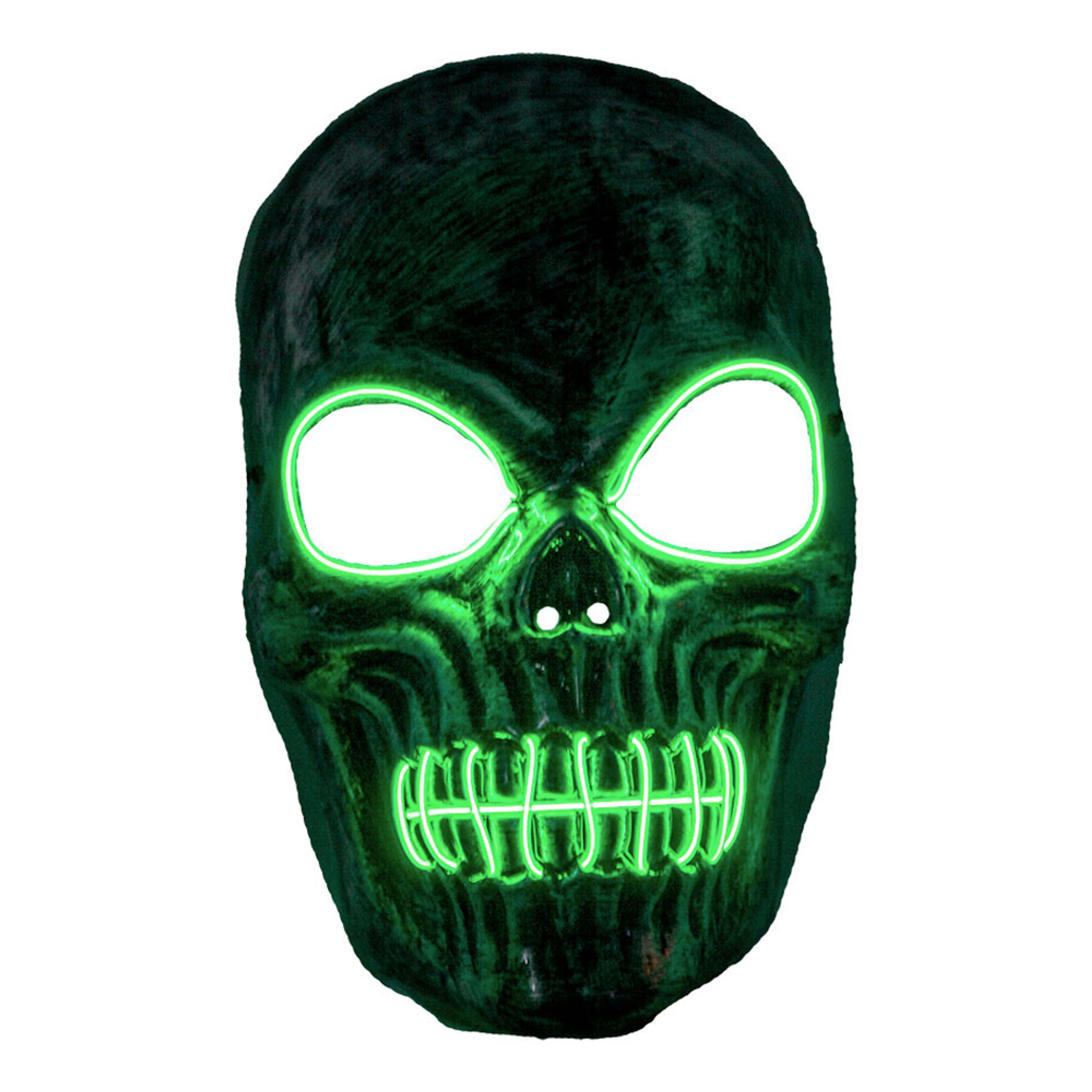 El Wire Skelett Grön LED Mask - One size