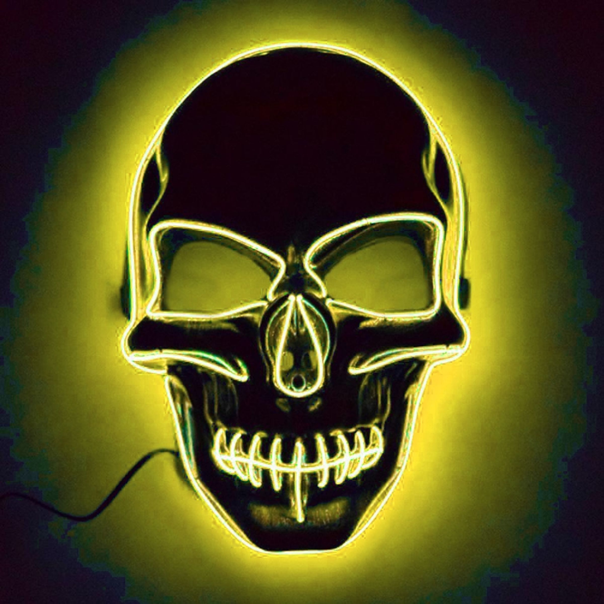 El Wire Skull LED Mask - Gul | Hem//Maskerad//Masker//Halloweenmasker | PartyOutlet