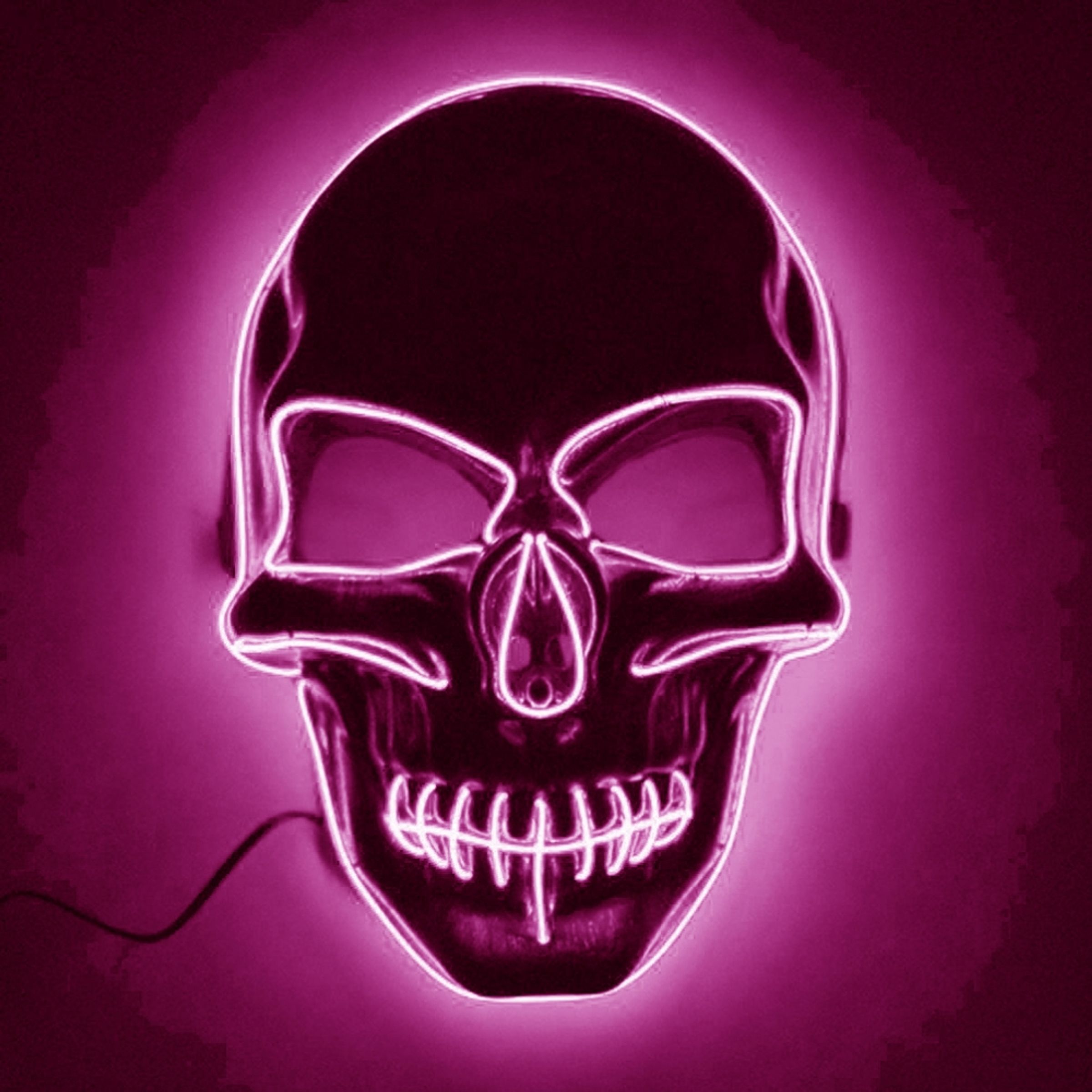 Läs mer om El Wire Skull LED Mask - Rosa