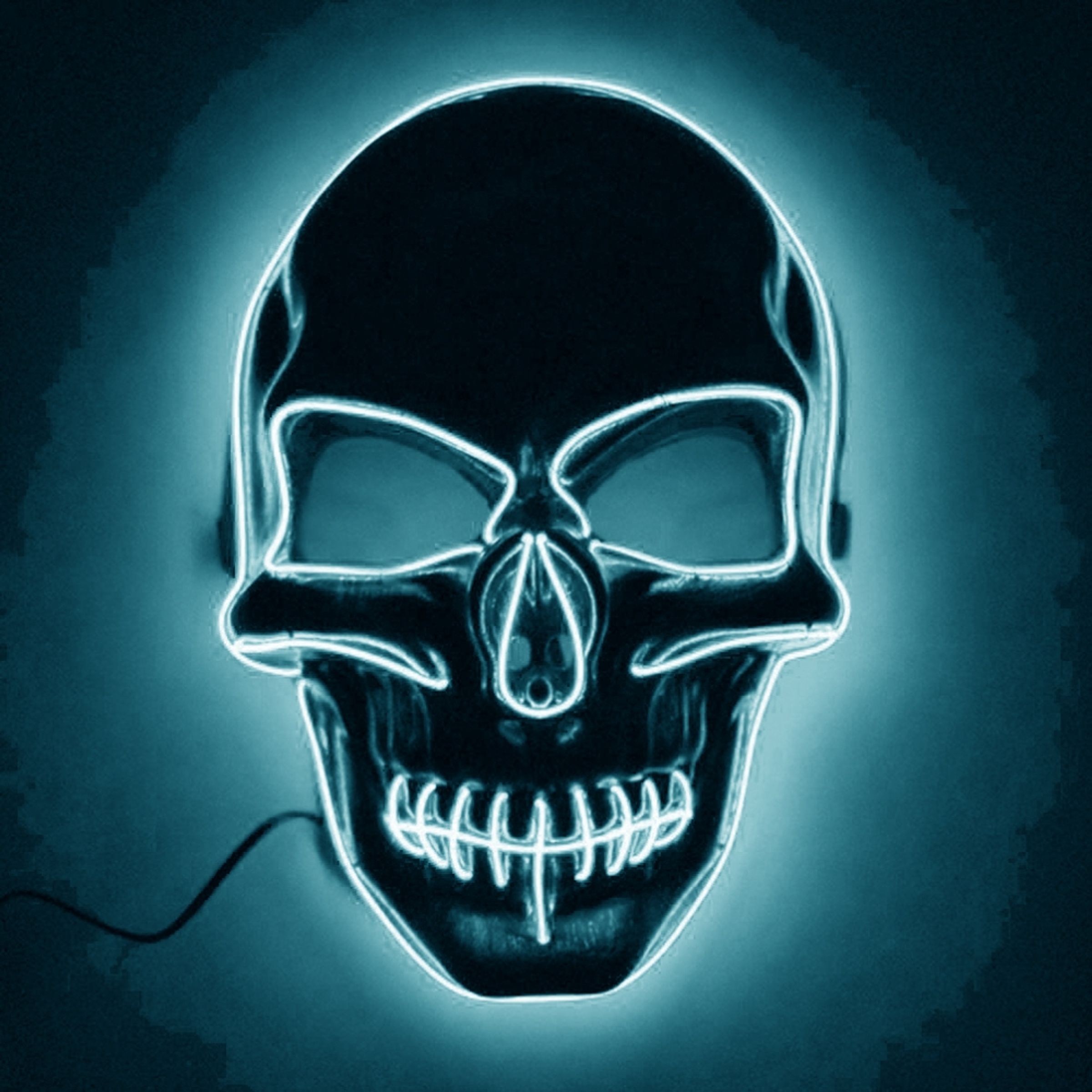 Läs mer om El Wire Skull LED Mask - Turkos