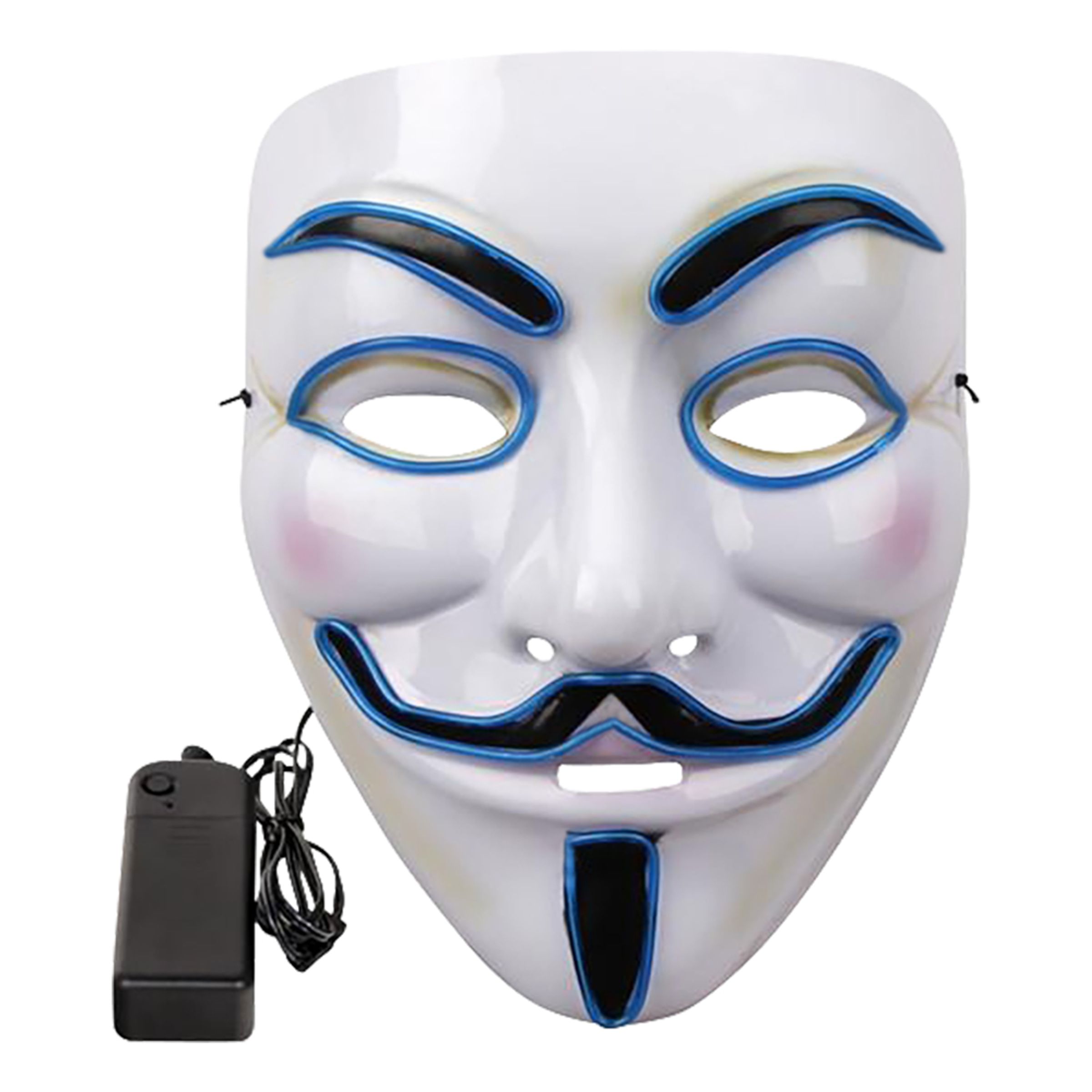 EL Wire V For Vendetta LED Mask - Blå