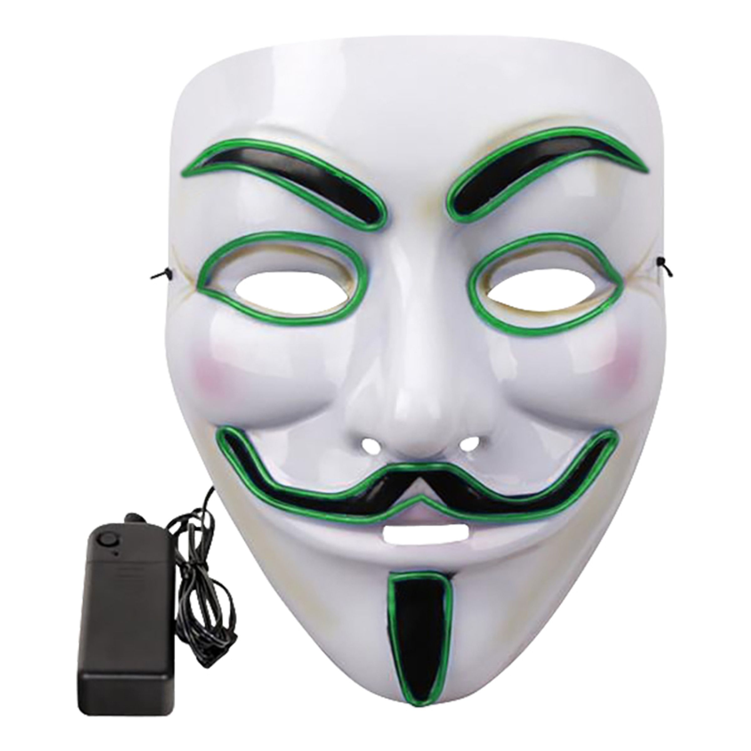 EL Wire V For Vendetta LED Mask - Grön
