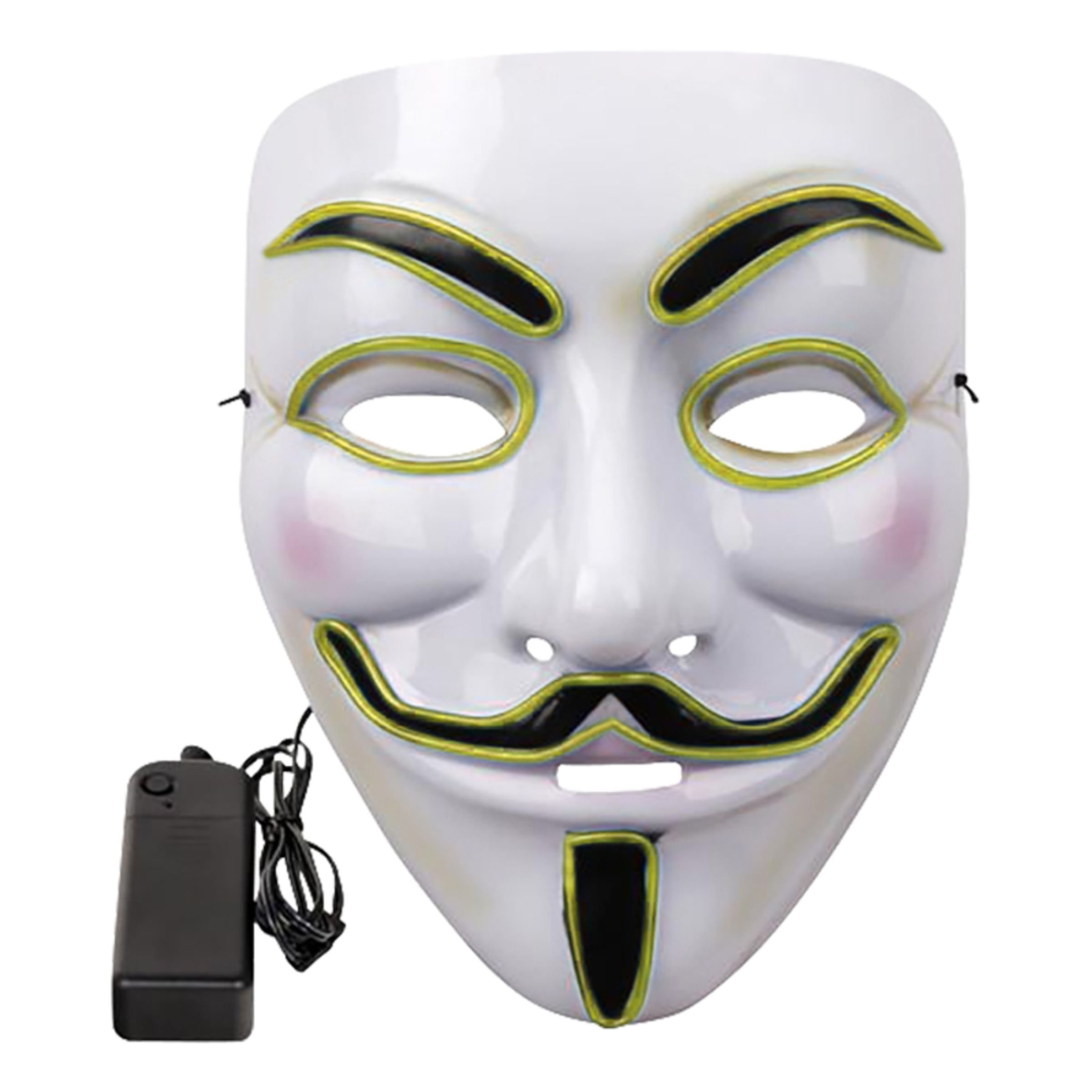 EL Wire V For Vendetta LED Mask - Neongrön | Hem//Maskerad//Masker//Halloweenmasker | PartyOutlet