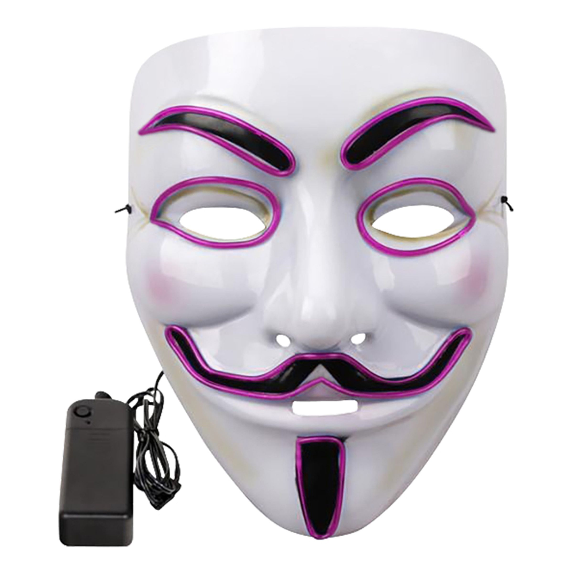 Läs mer om EL Wire V For Vendetta LED Mask - Rosa