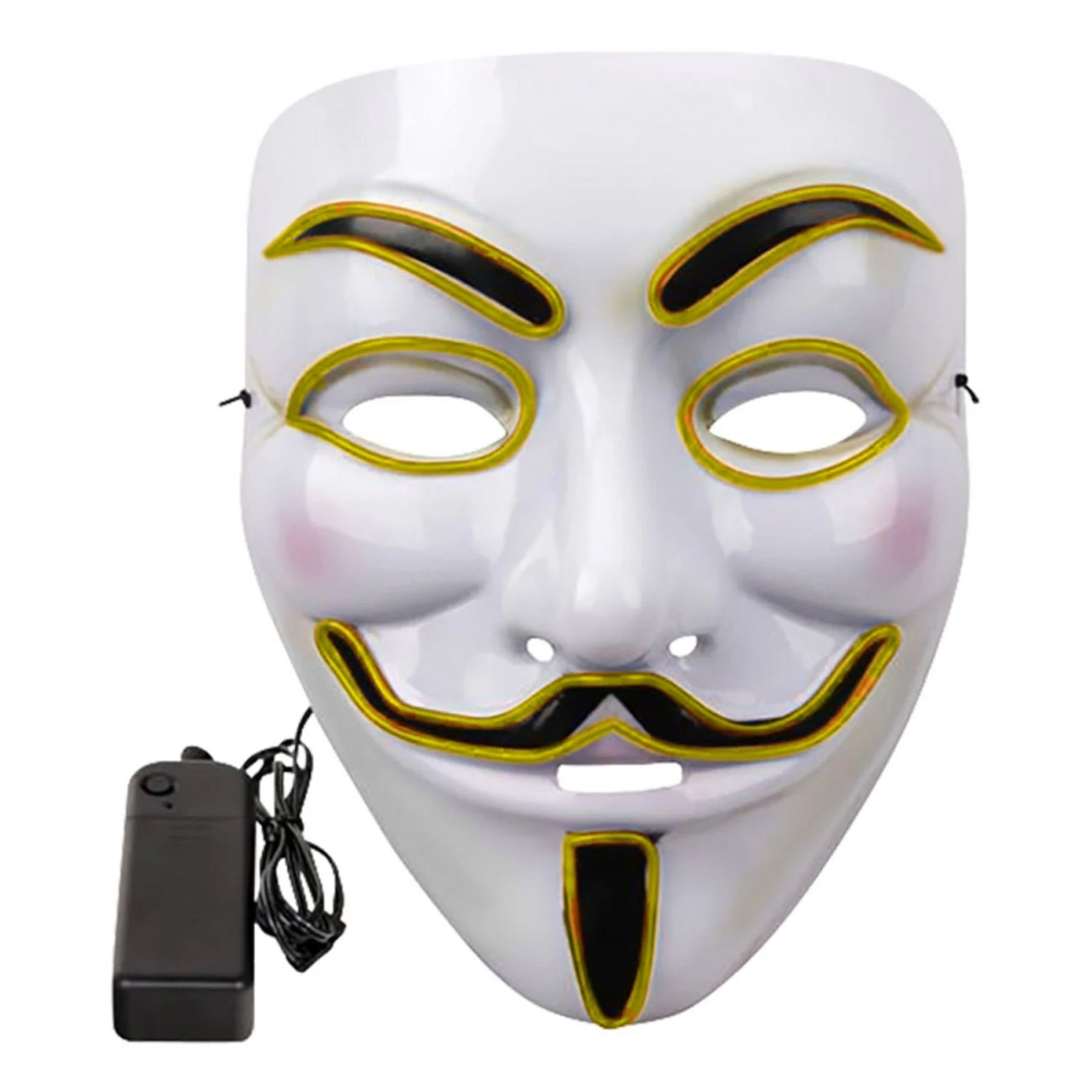 EL Wire V For Vendetta LED Mask - Gul