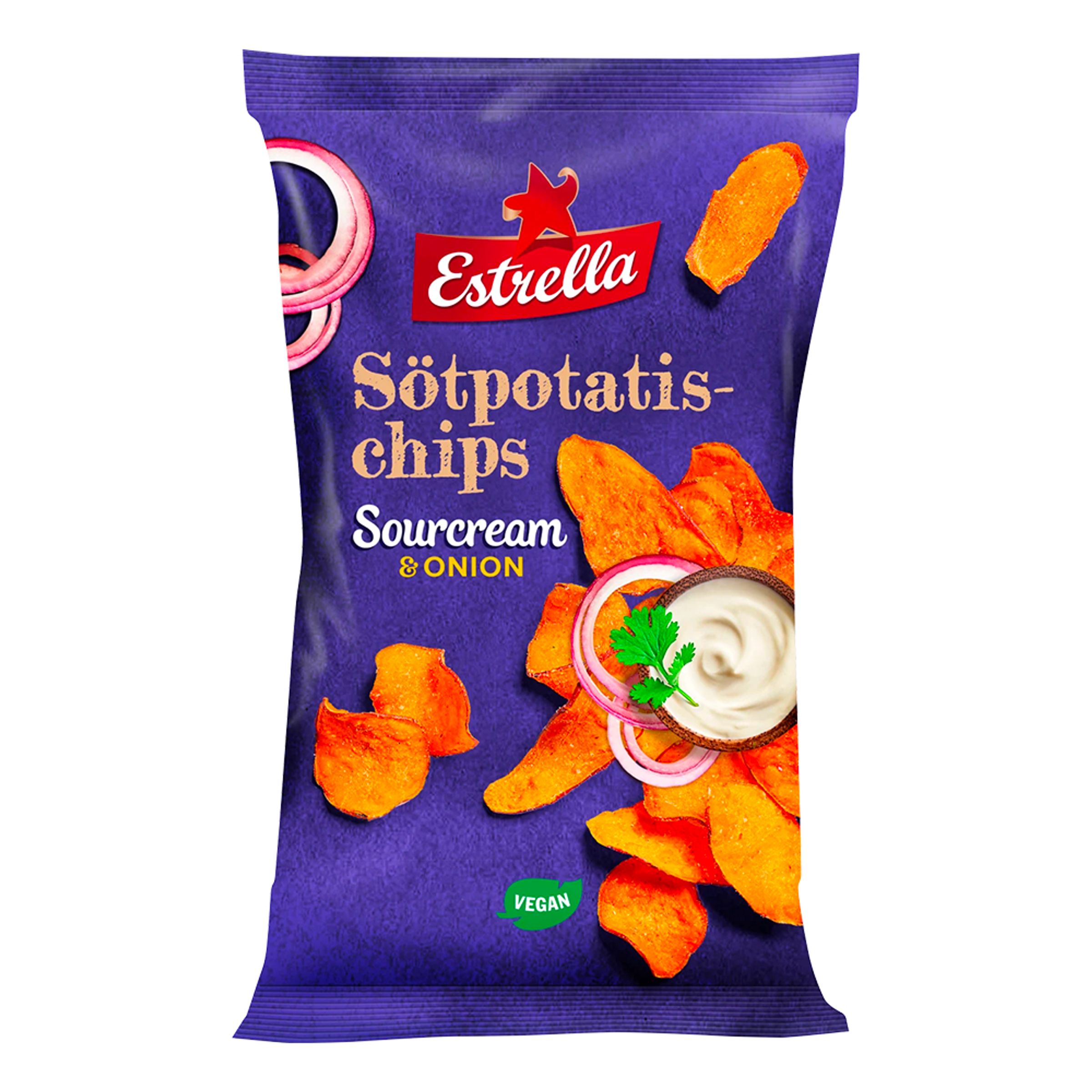 Estrella Sötpotatischips Sourcream & Onion - 90 gram