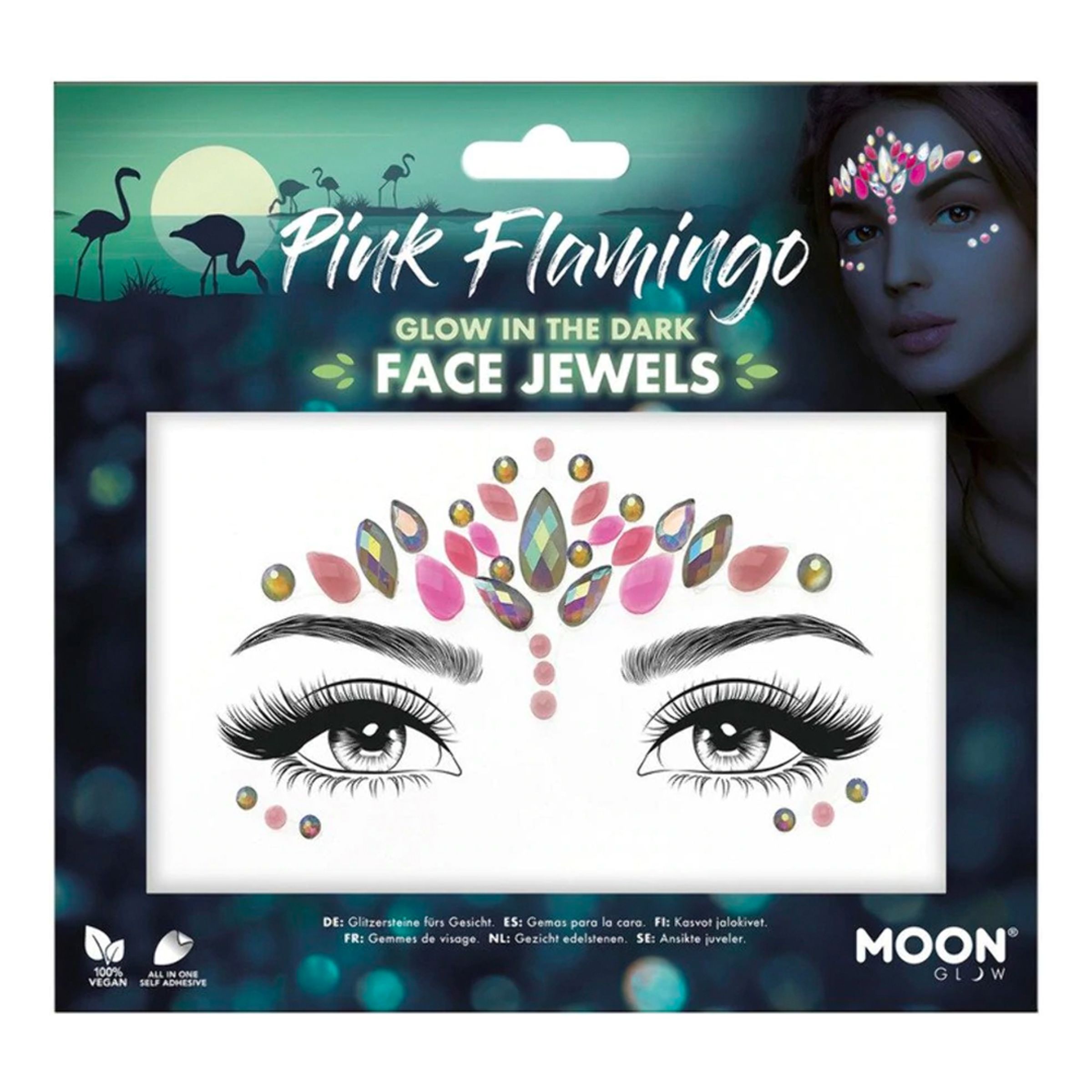 Face Jewels Glow in the Dark Pink Flamingo