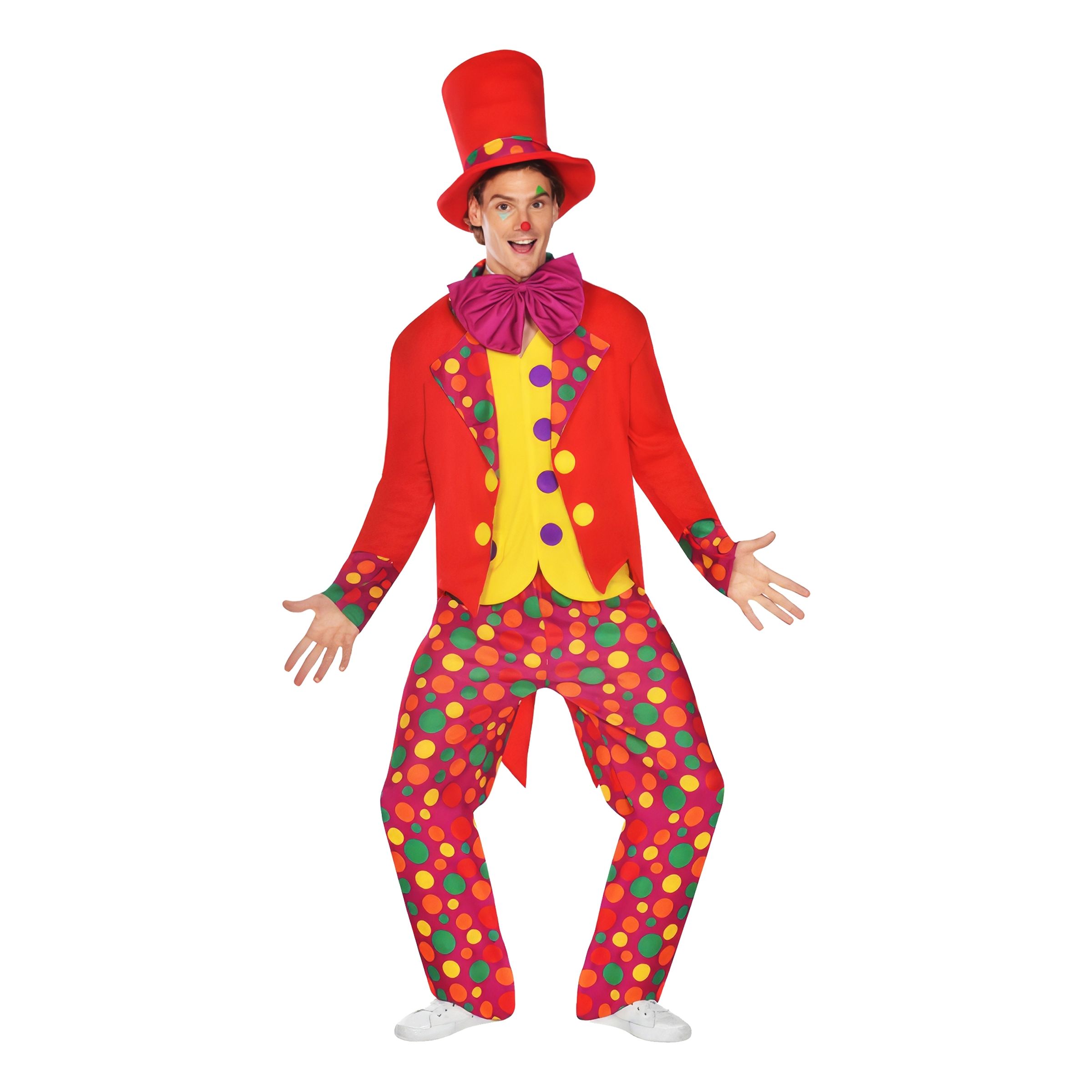 Läs mer om Färgglad Clown Maskeraddräkt - X-Large