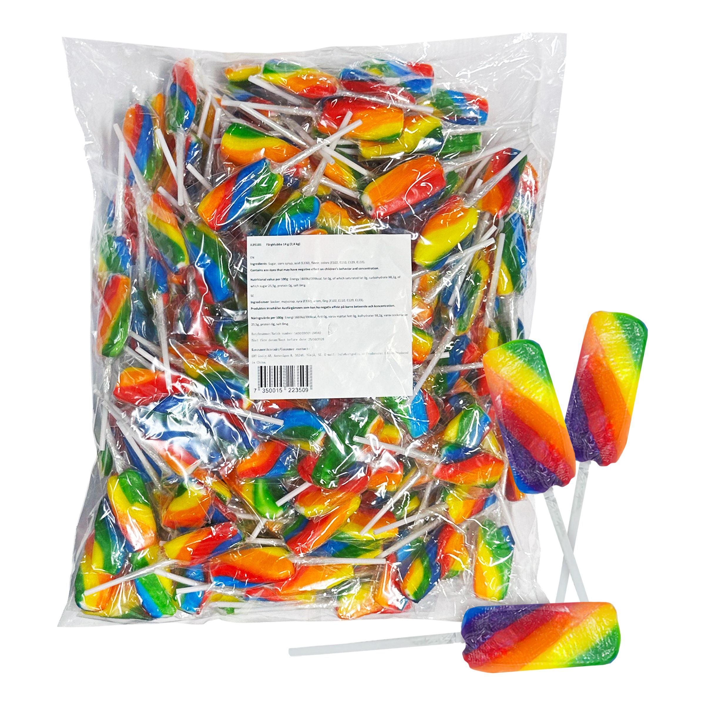 Färgklubba Storpack - 2,4 kg | Hem - Godis & Läsk - Godis - Klubbor | Party Outlet