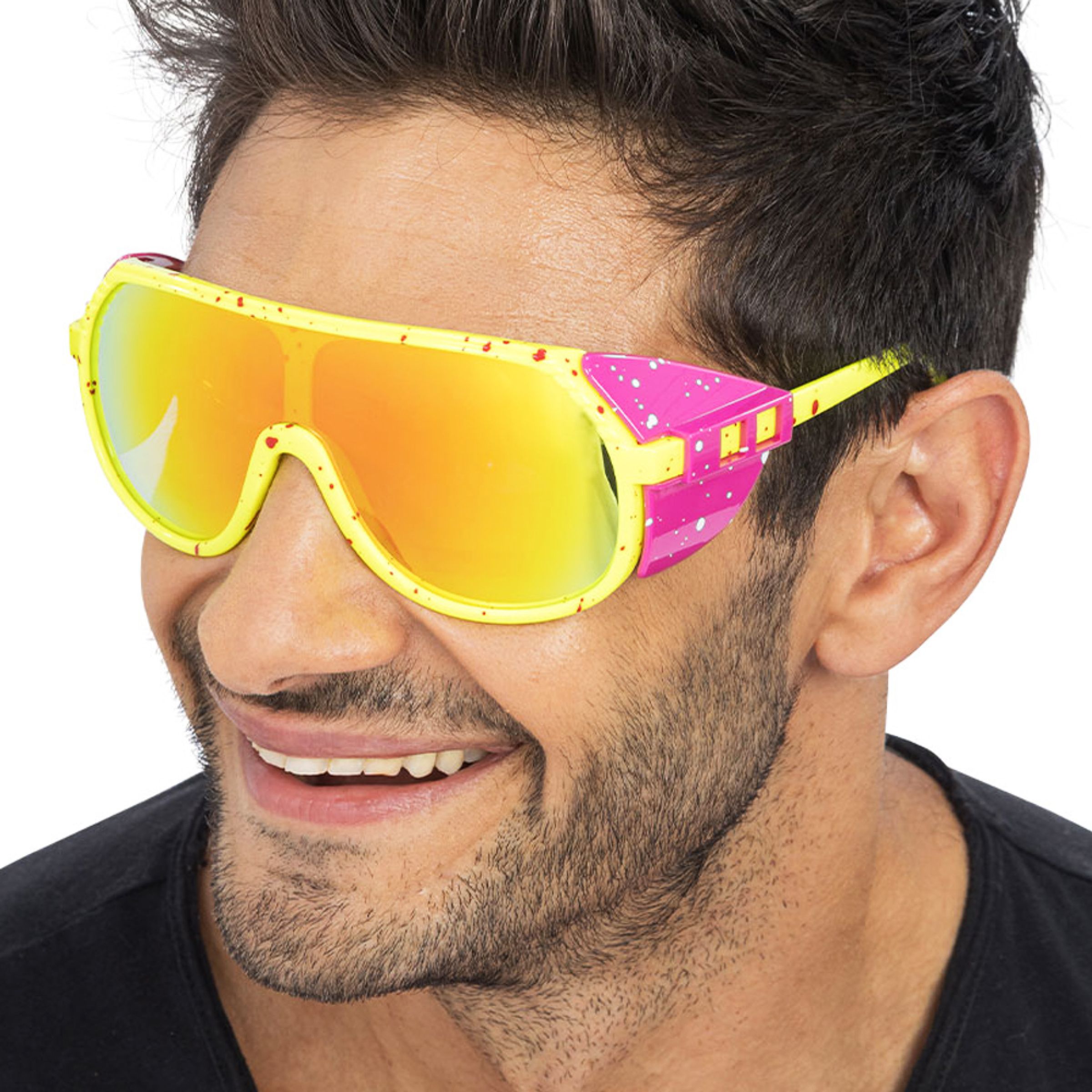 Festivalglasögon Retro Rave Gul/Rosa | Hem - Maskerad - Tillbehör - Glasögon | Maskeradspecialisten