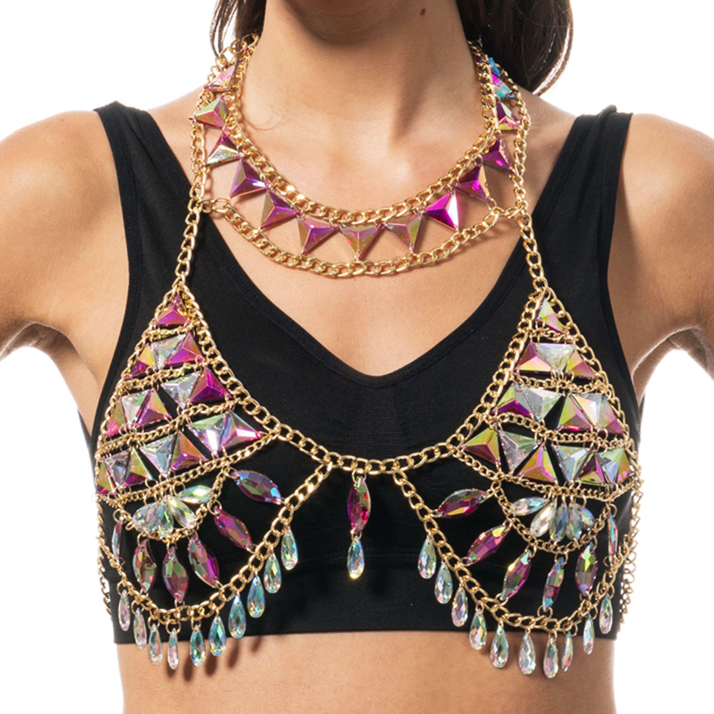 Festivaltopp Diamanter Rosa - One size | Hem - Maskerad - Tillbehör - Överdelar | Pryloteket