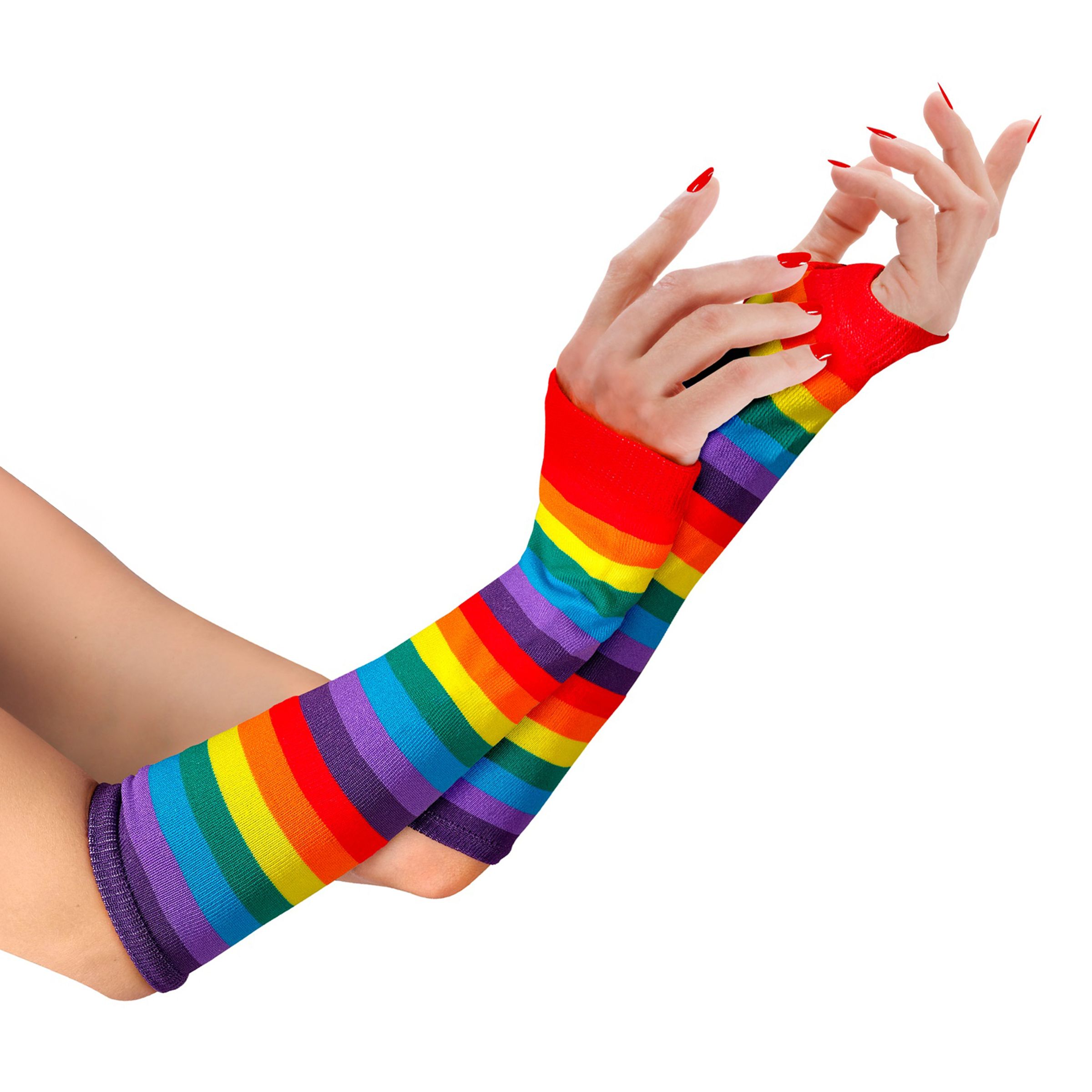 Fingerlösa Handskar Regnbågsfärgade | Hem - Maskerad - Tillbehör - Maskeradaccessoarer | Party Outlet