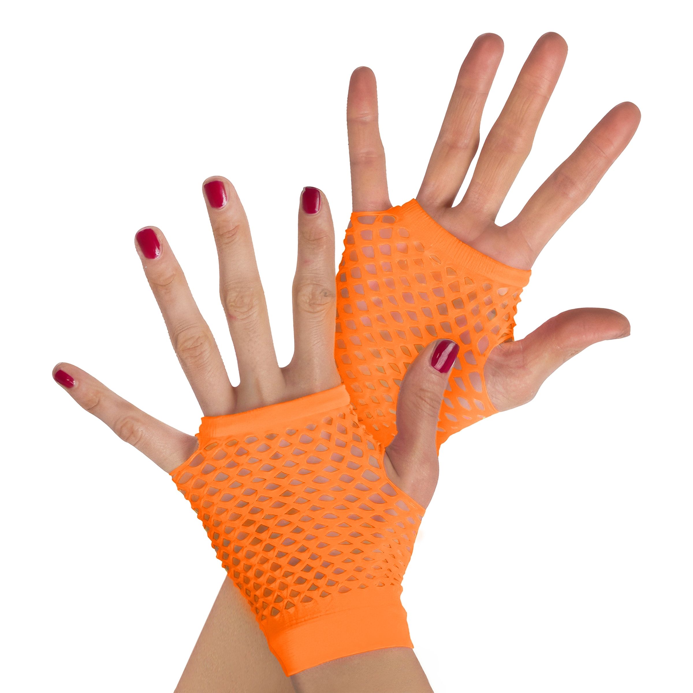 Fingerlösa Näthandskar Orange