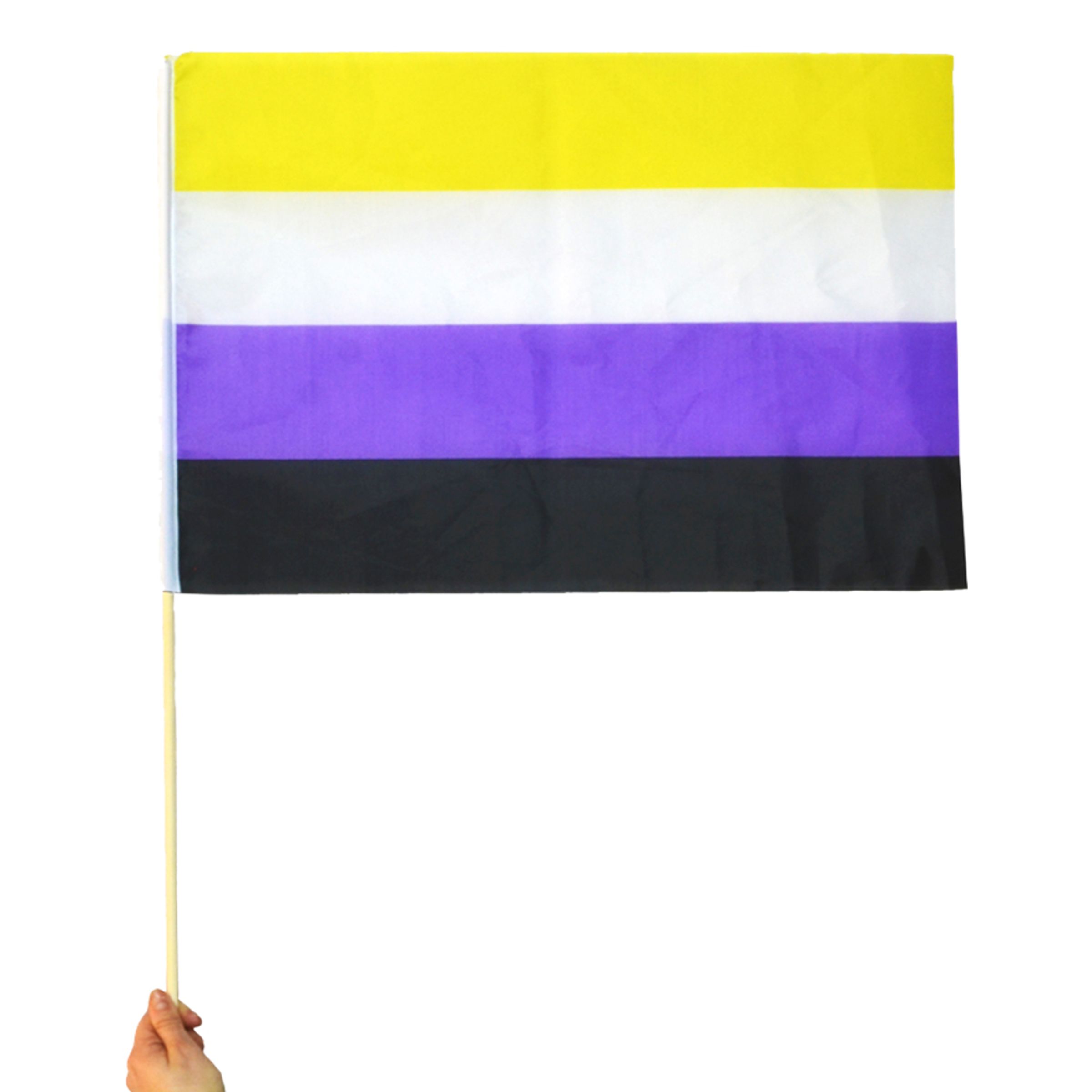 Läs mer om Flagga Pride Ickebinär på Pinne - Medium