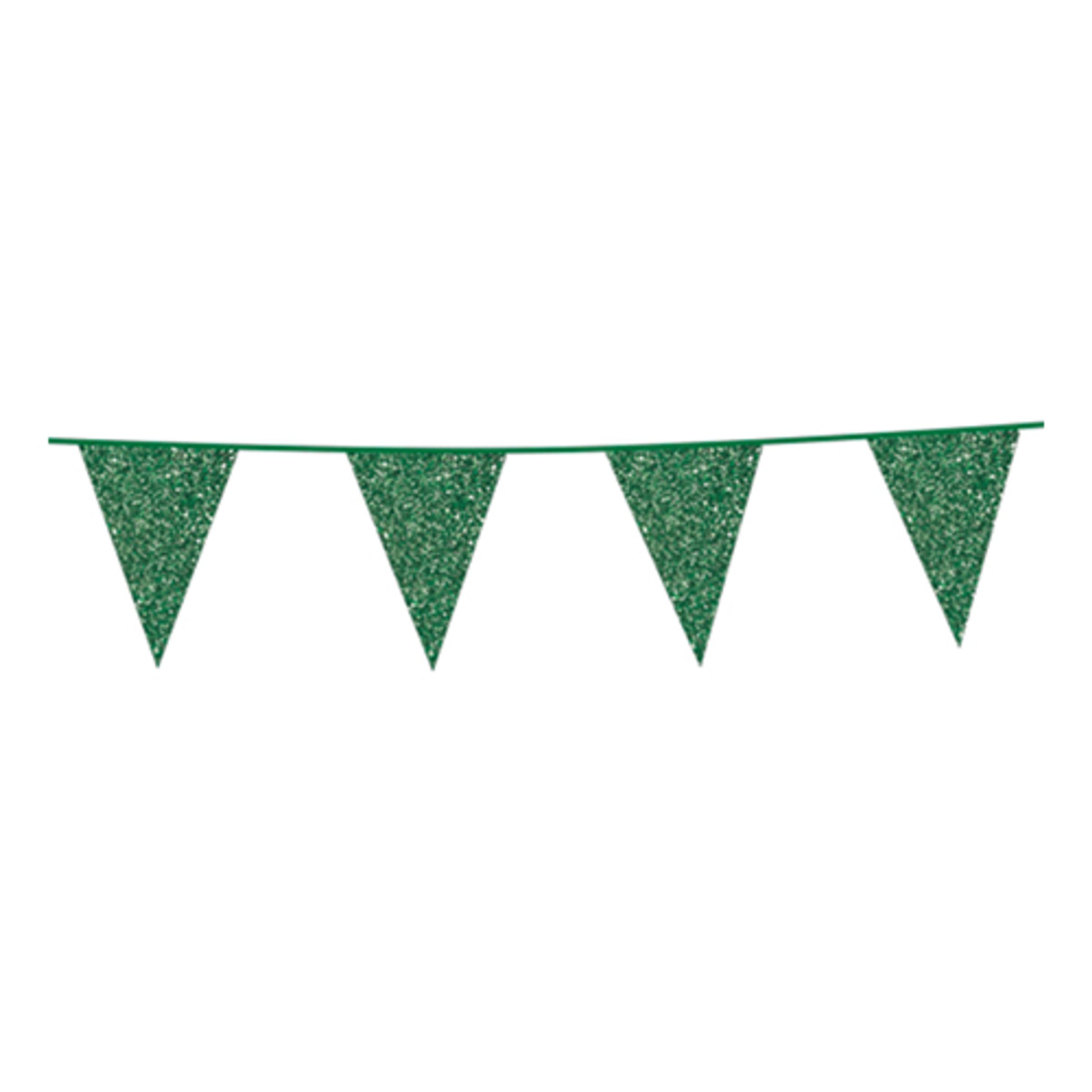 Läs mer om Flaggirlang Grön Glitter - 600 cm
