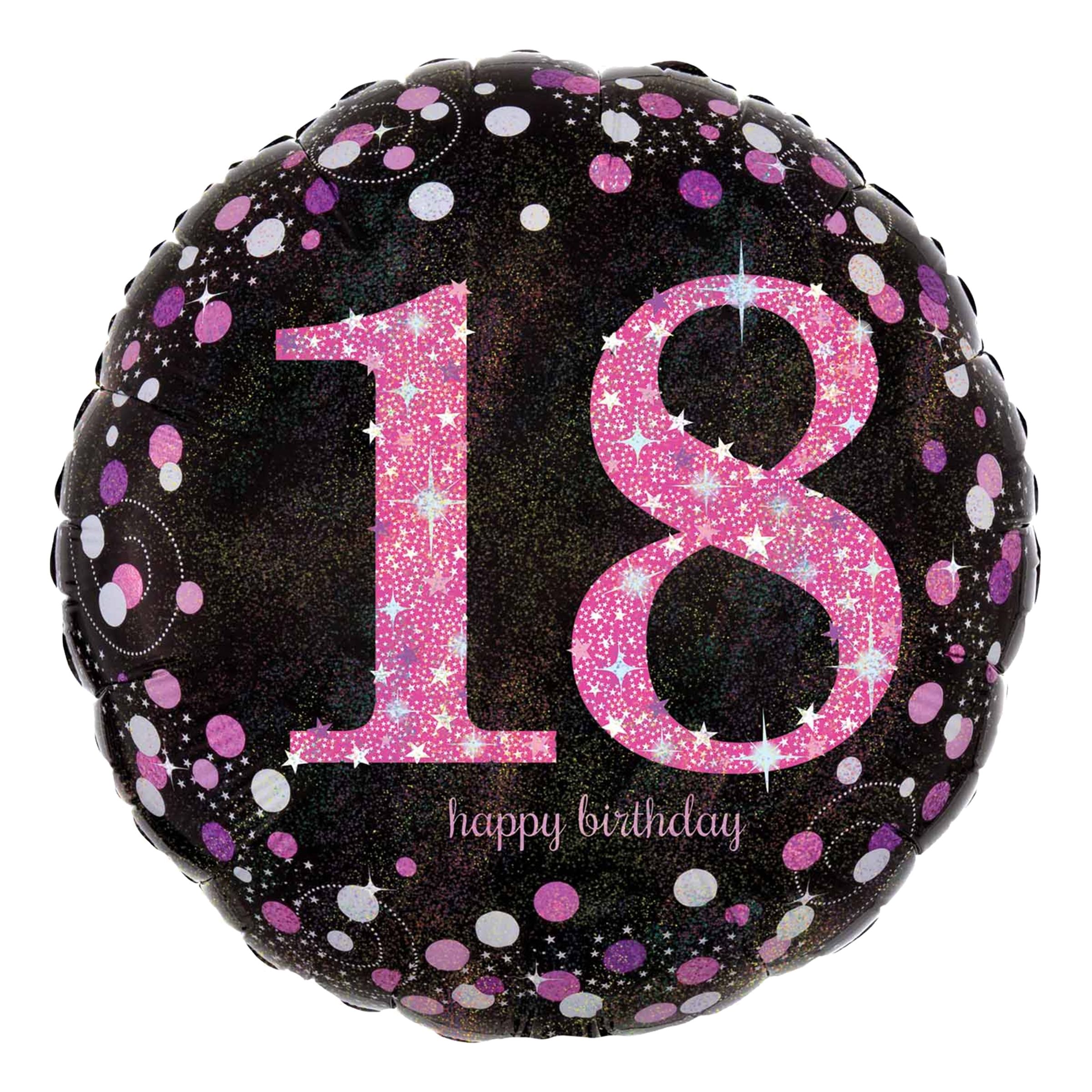 Läs mer om Folieballong 18 Happy Birthday Rosa Sparkling