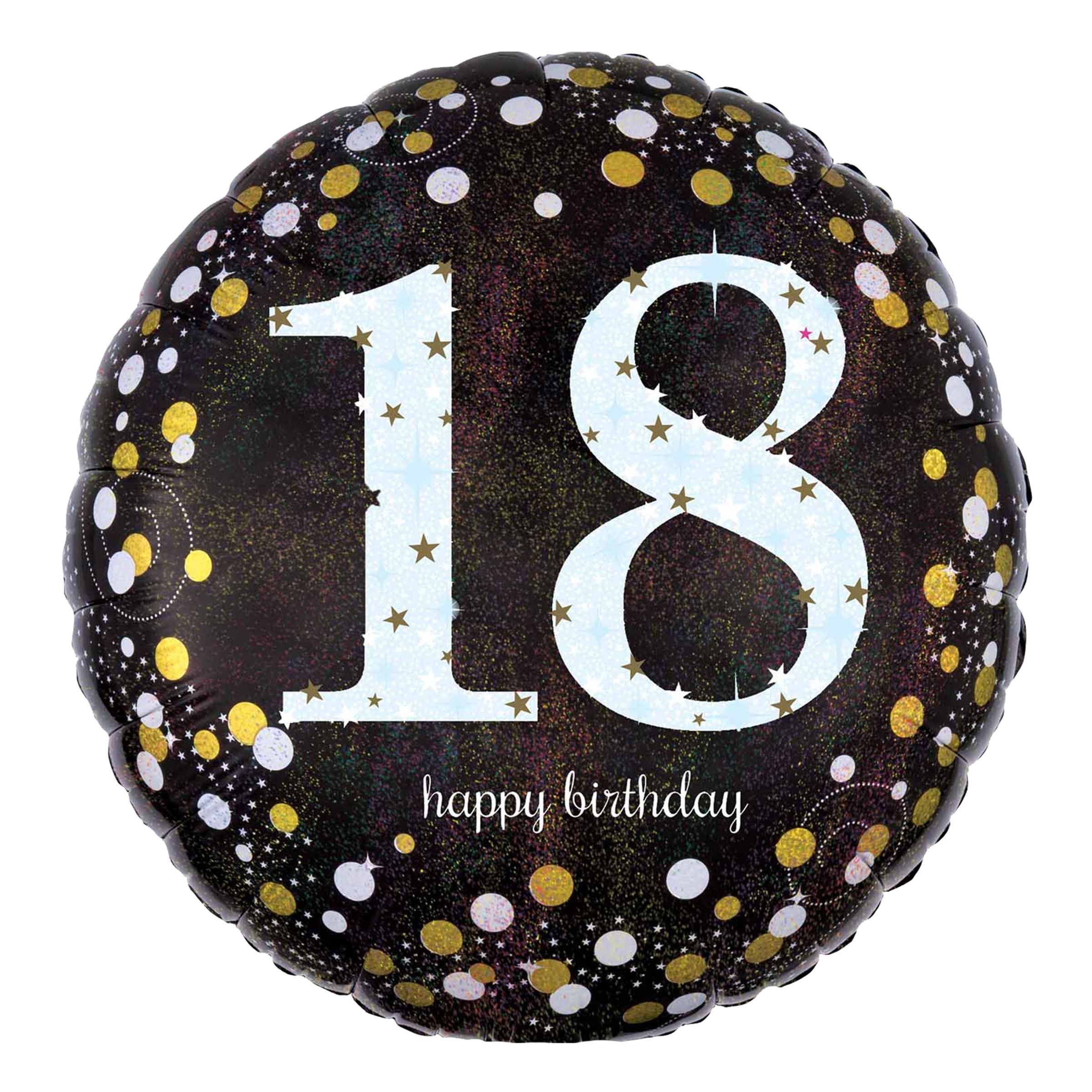 Läs mer om Folieballong 18 Happy Birthday Silver Sparkling