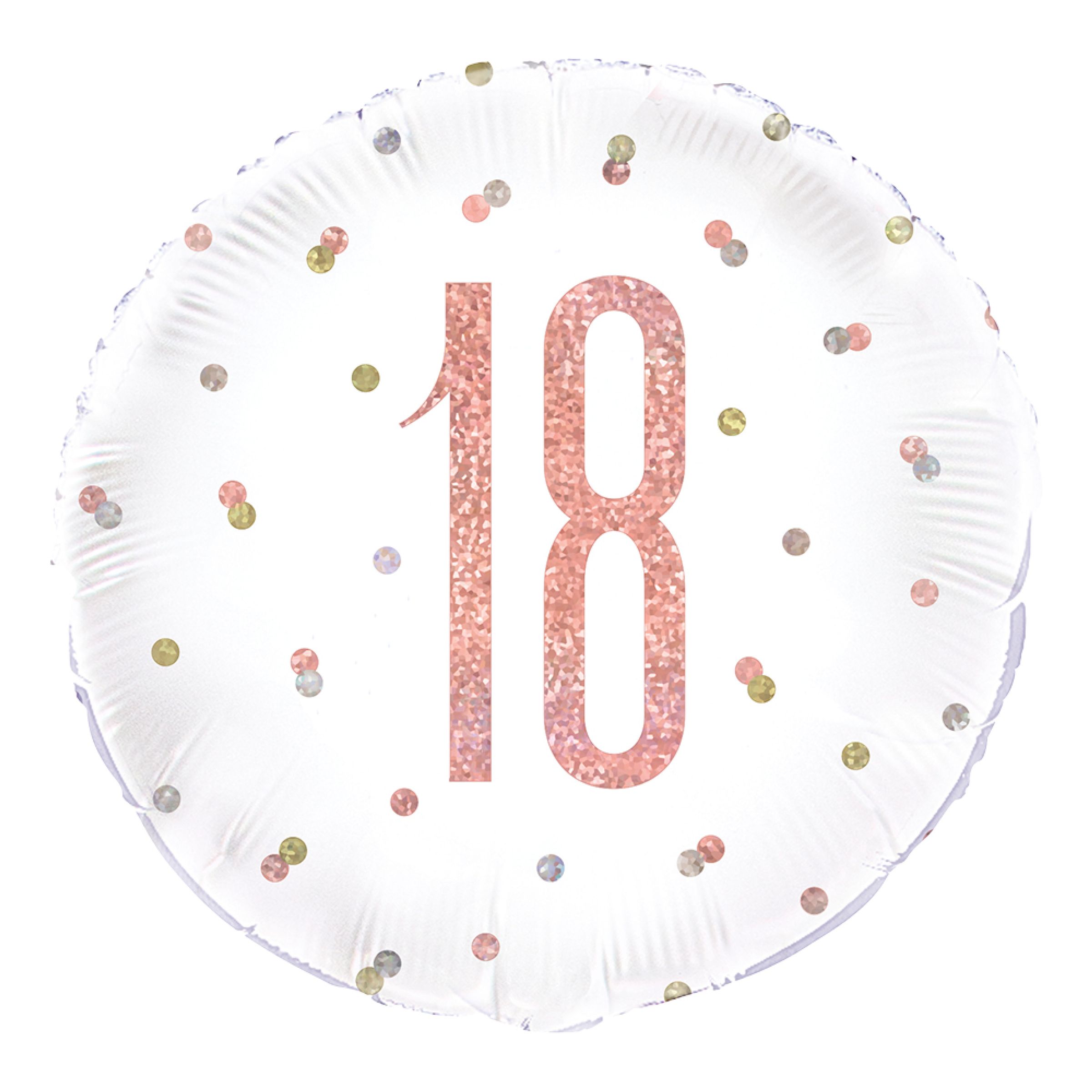Folieballon 18 Hvid/Rosaguld Prikket