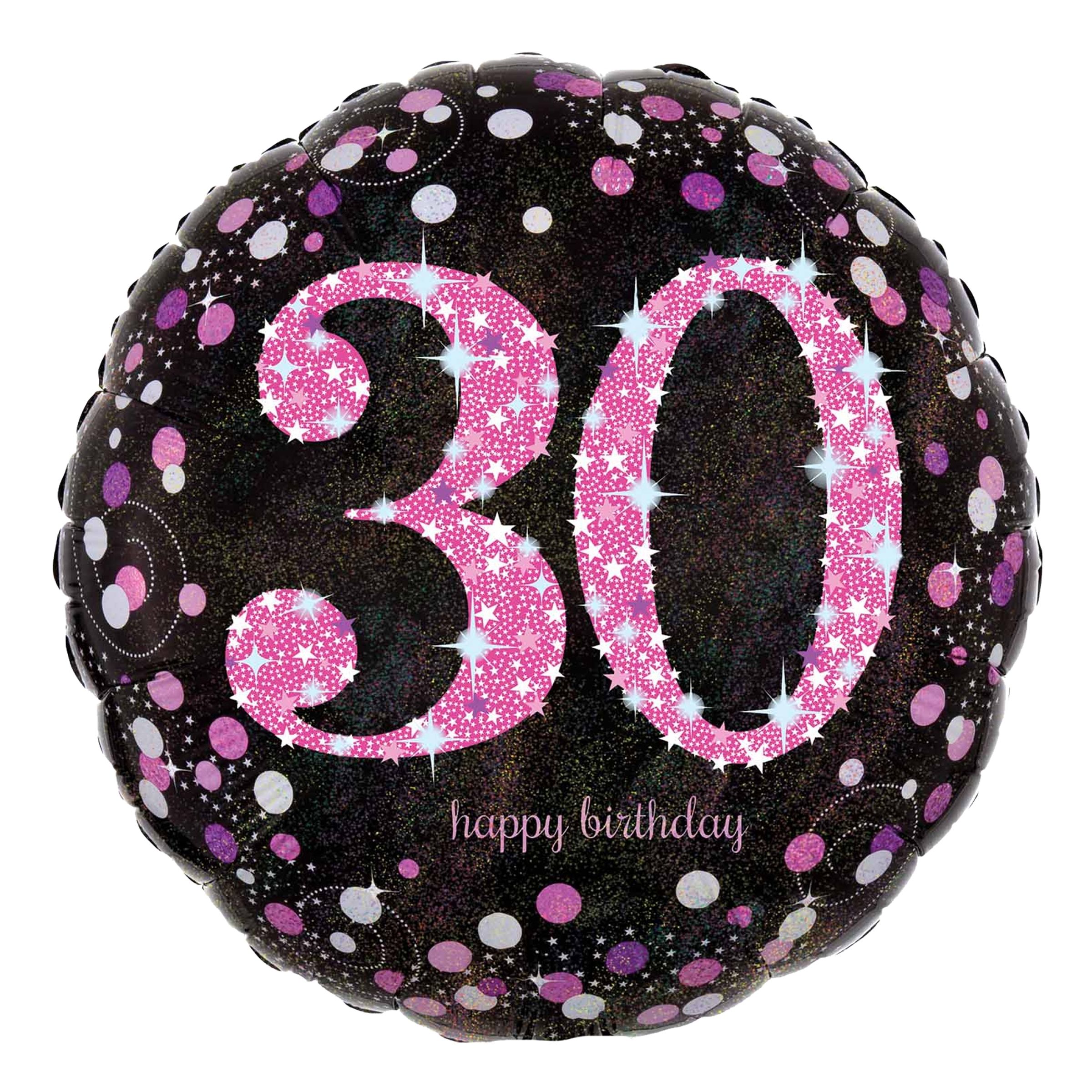 Folieballong 30 Happy Birthday Rosa Sparkling