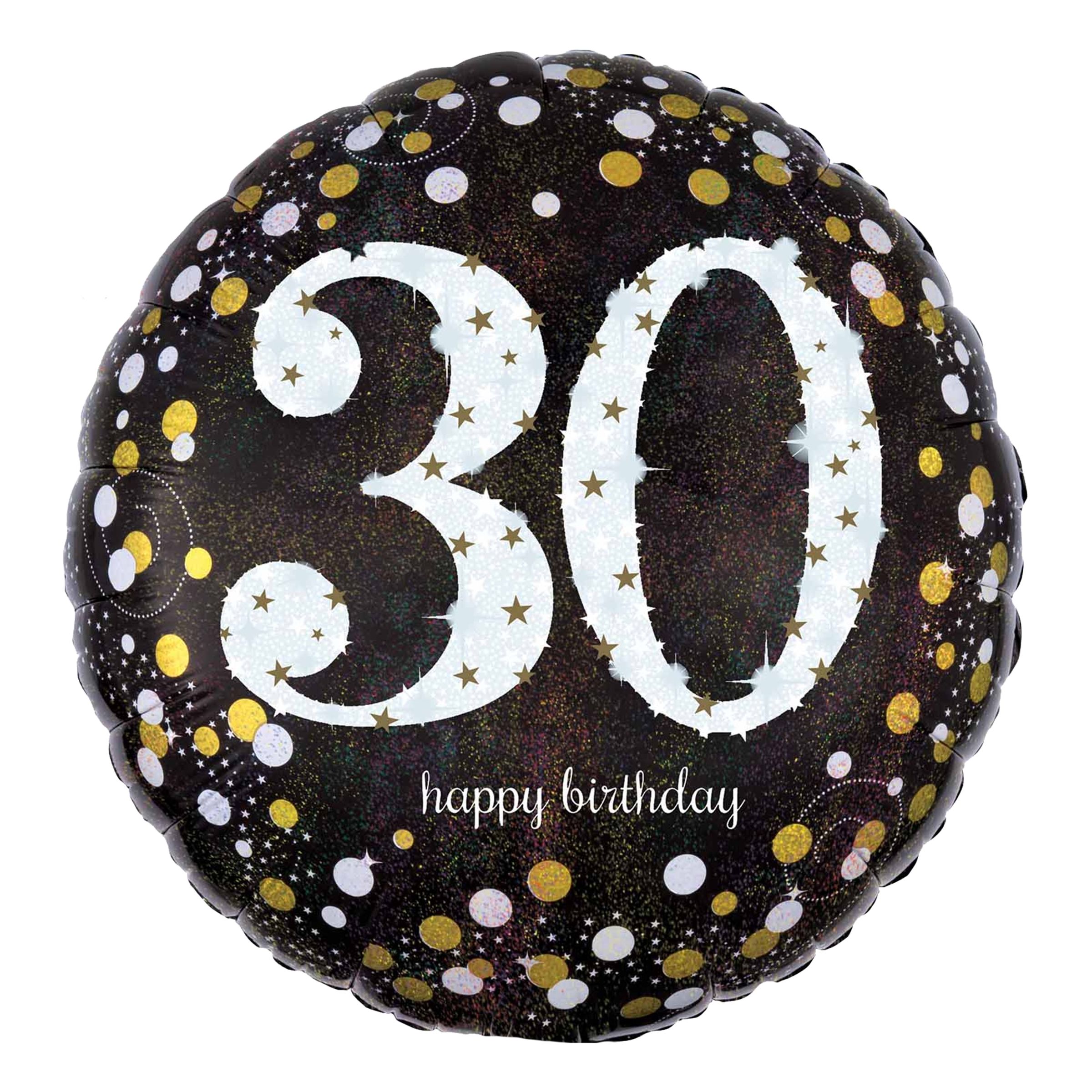 Folieballong 30 Happy Birthday Silver Sparkling