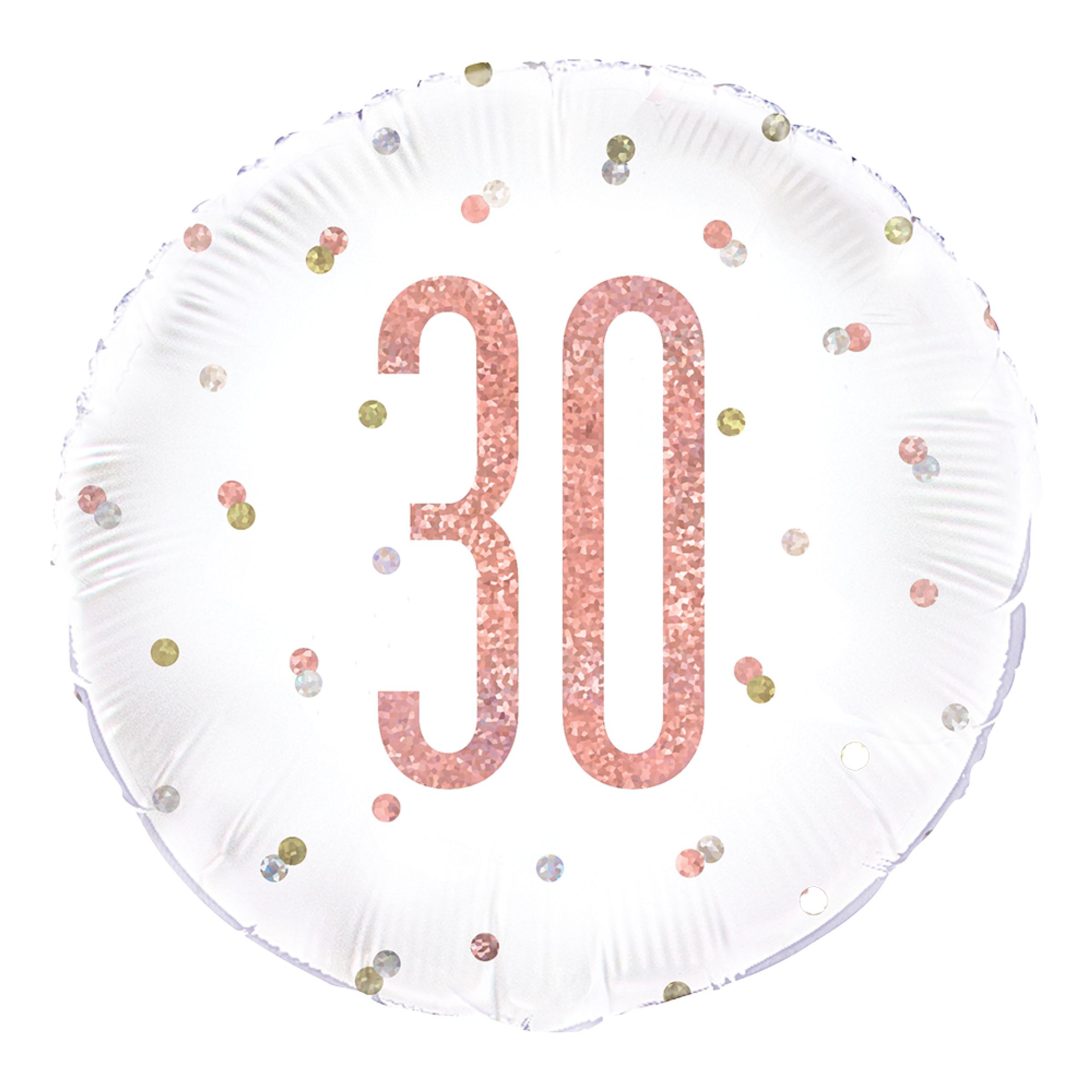 Folieballon 30 Hvid/Rosaguld Prikket