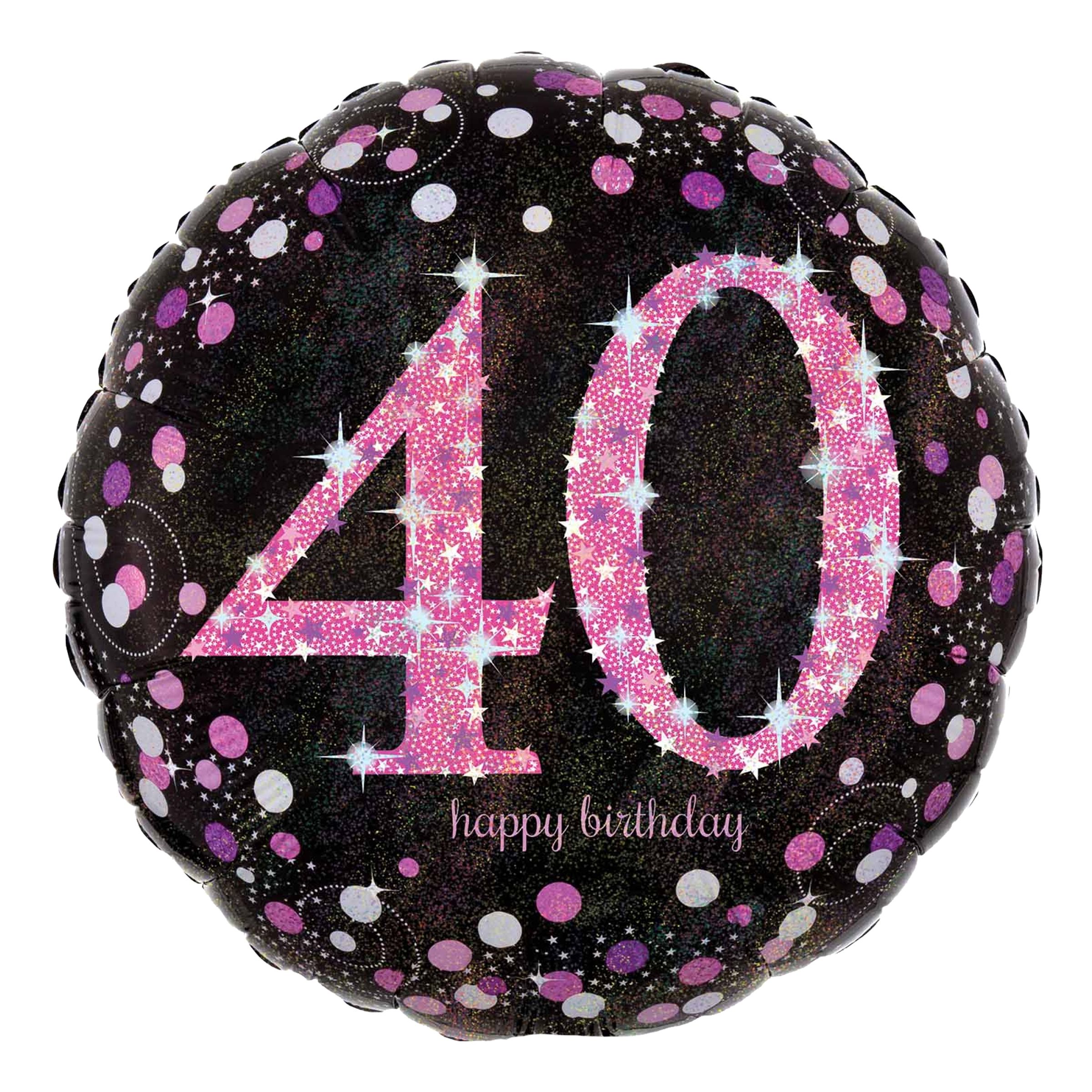 Läs mer om Folieballong 40 Happy Birthday Rosa Sparkling