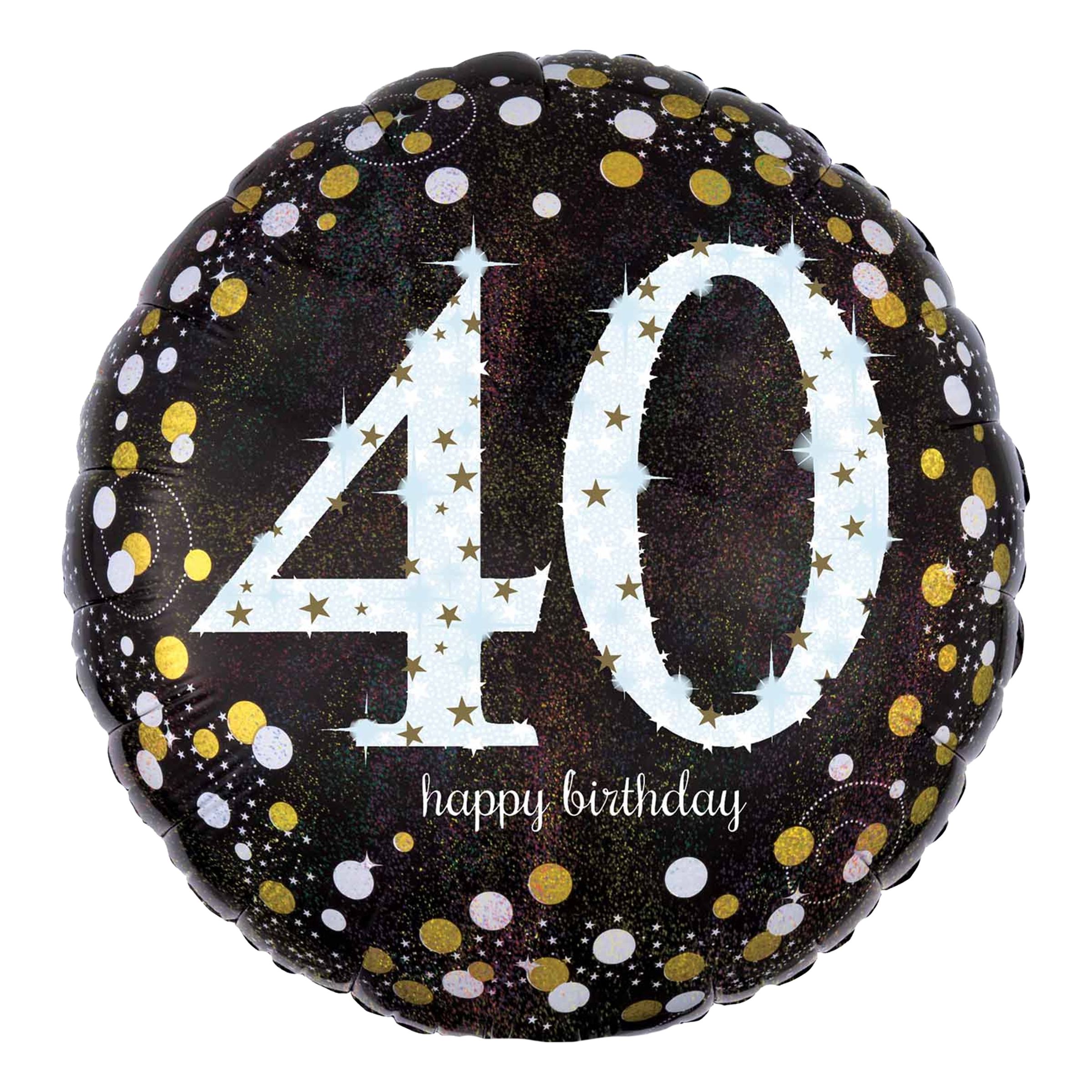Läs mer om Folieballong 40 Happy Birthday Silver Sparkling