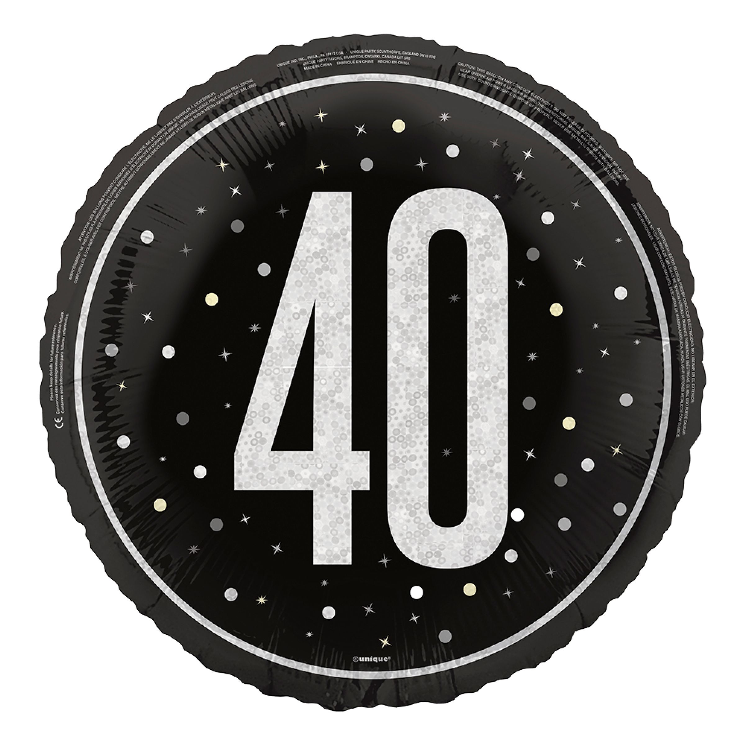 Folieballon 40 Sort/Sølv