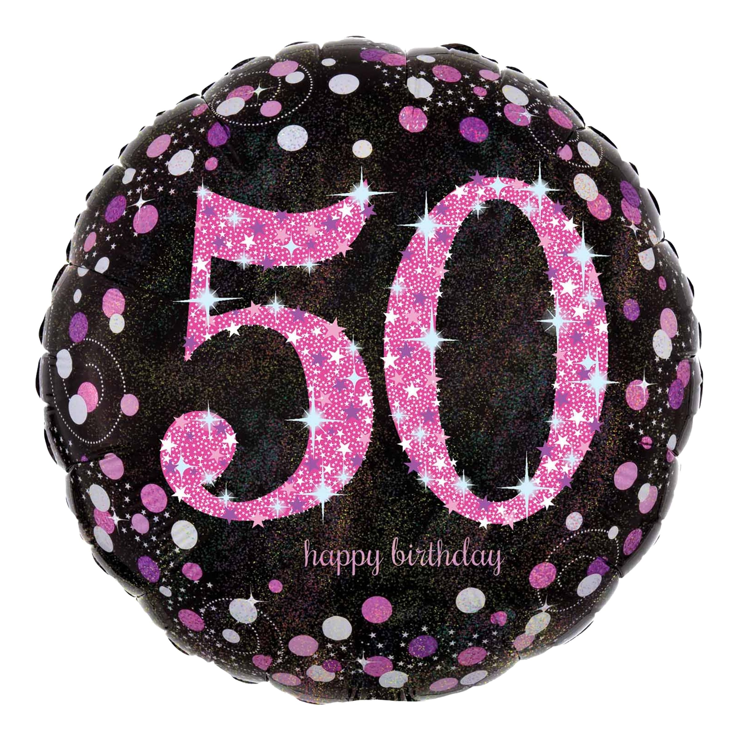 Läs mer om Folieballong 50 Happy Birthday Rosa Sparkling
