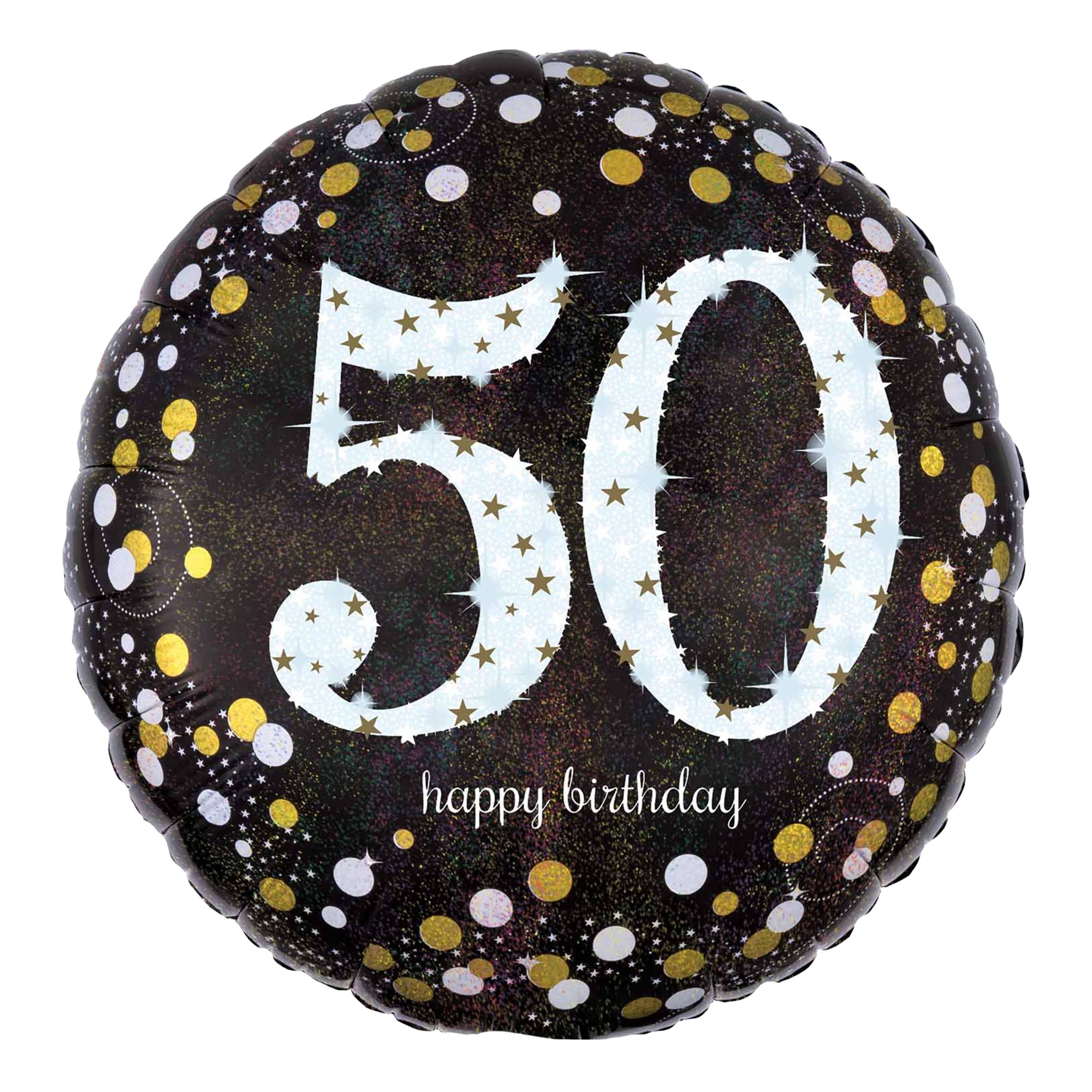 Läs mer om Folieballong 50 Happy Birthday Silver Sparkling