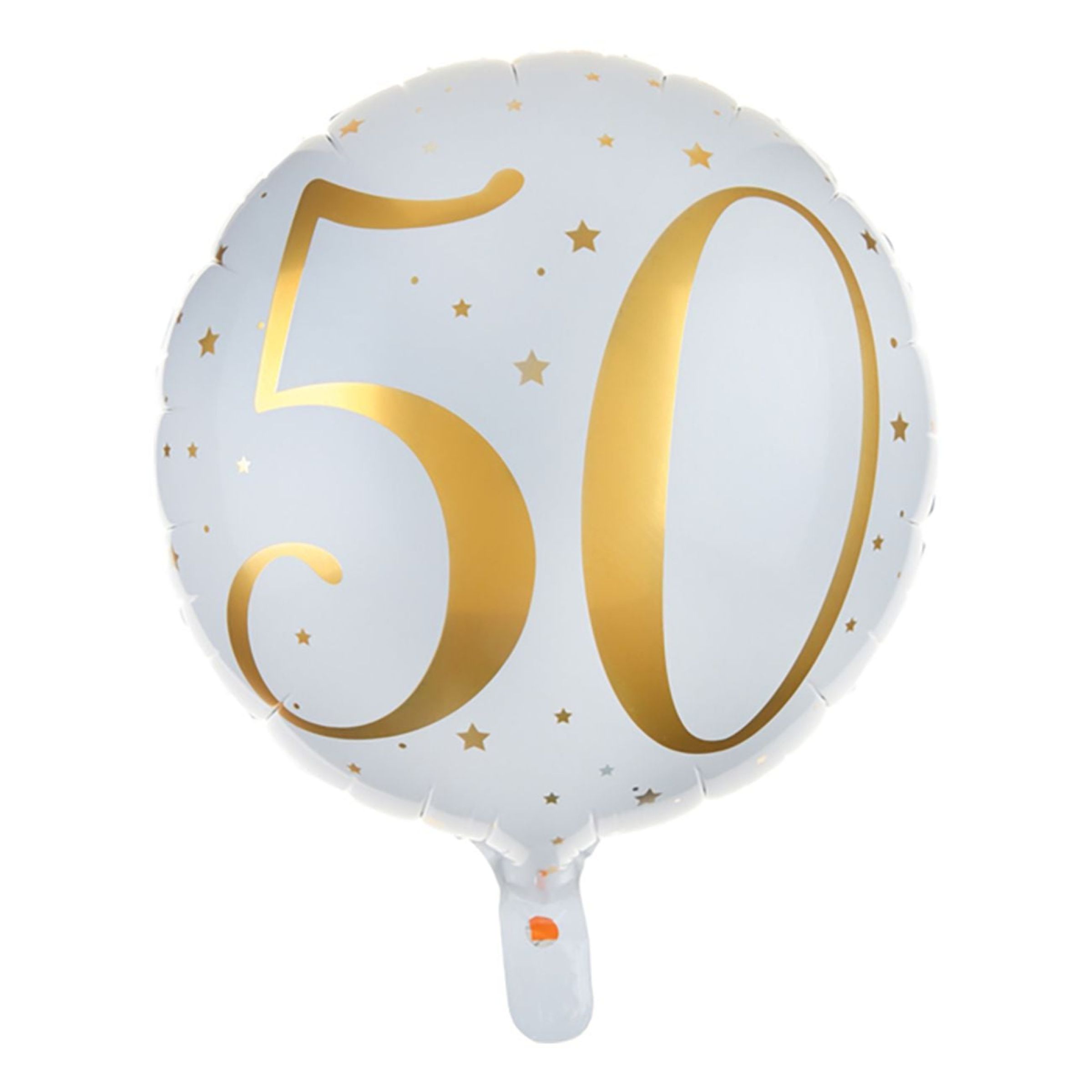 Folieballong 50 Vit/Guld | Hem - Festartiklar - Ballonger - Folieballonger | Pryloteket