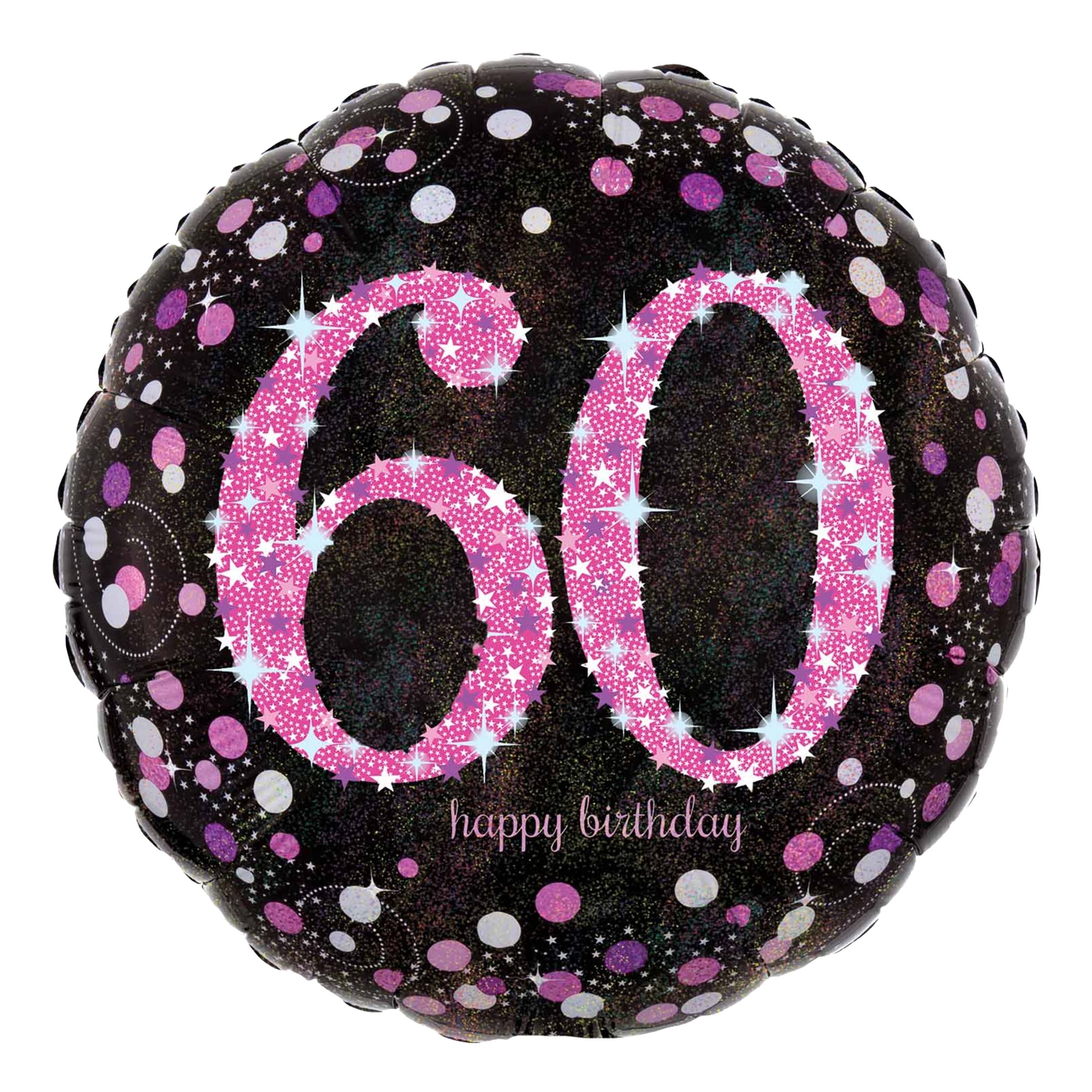 Folieballong 60 Happy Birthday Rosa Sparkling