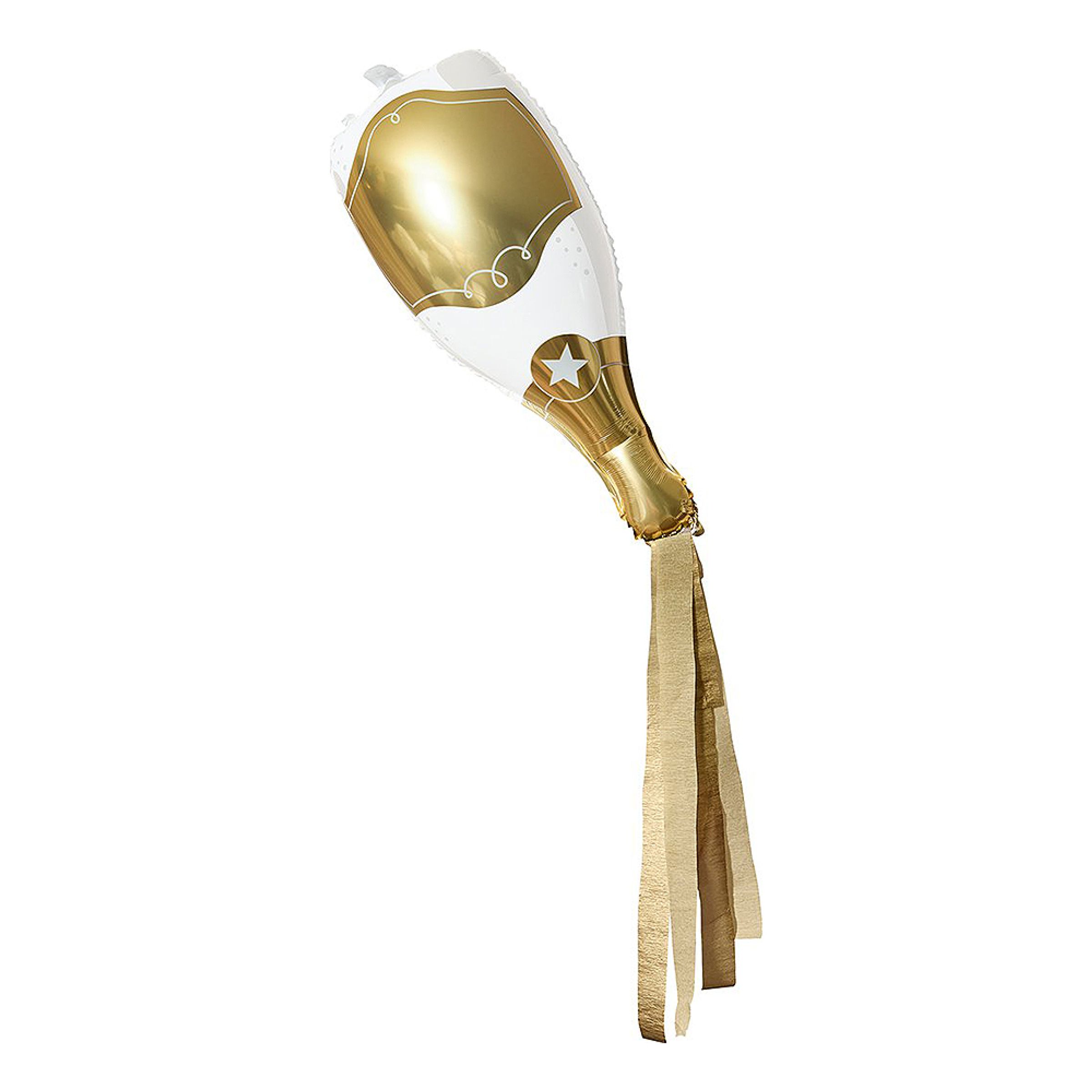 Folieballong Champagneflaska Guld med Streamers | Hem - Teman - Evenemang - Möhippa | Maskeradspecialisten