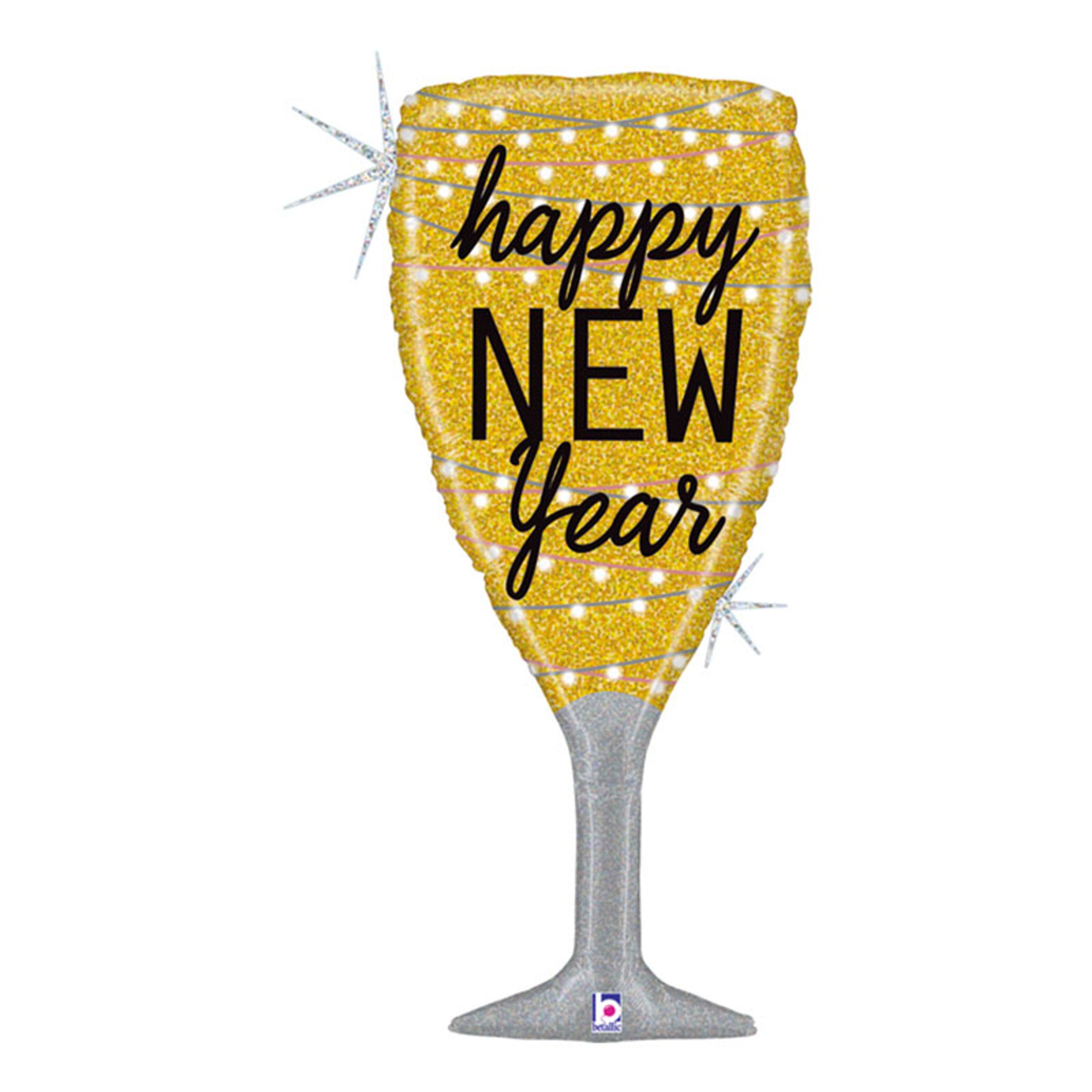Läs mer om Folieballong Champagneglas Happy New Year