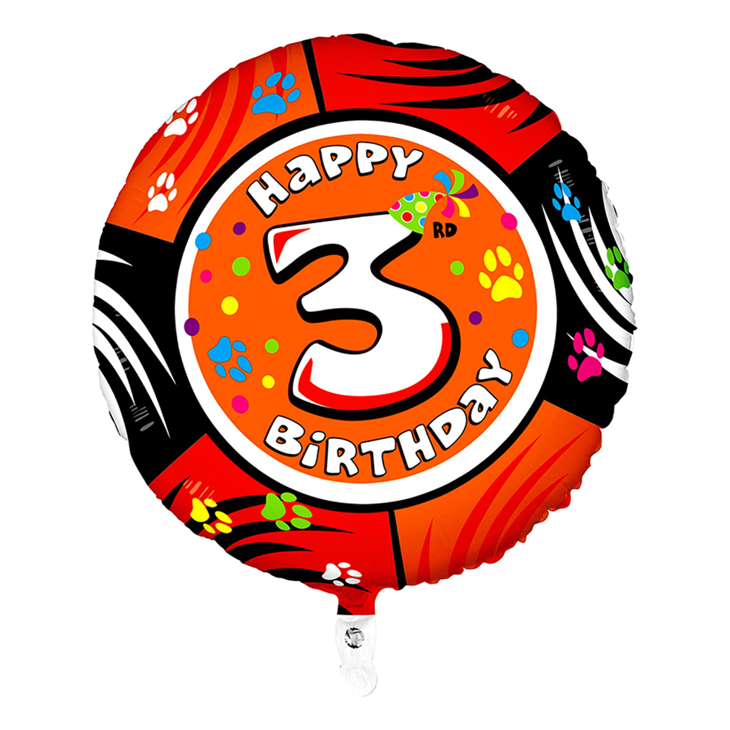 Läs mer om Folieballong Happy Birthday - Siffra 3