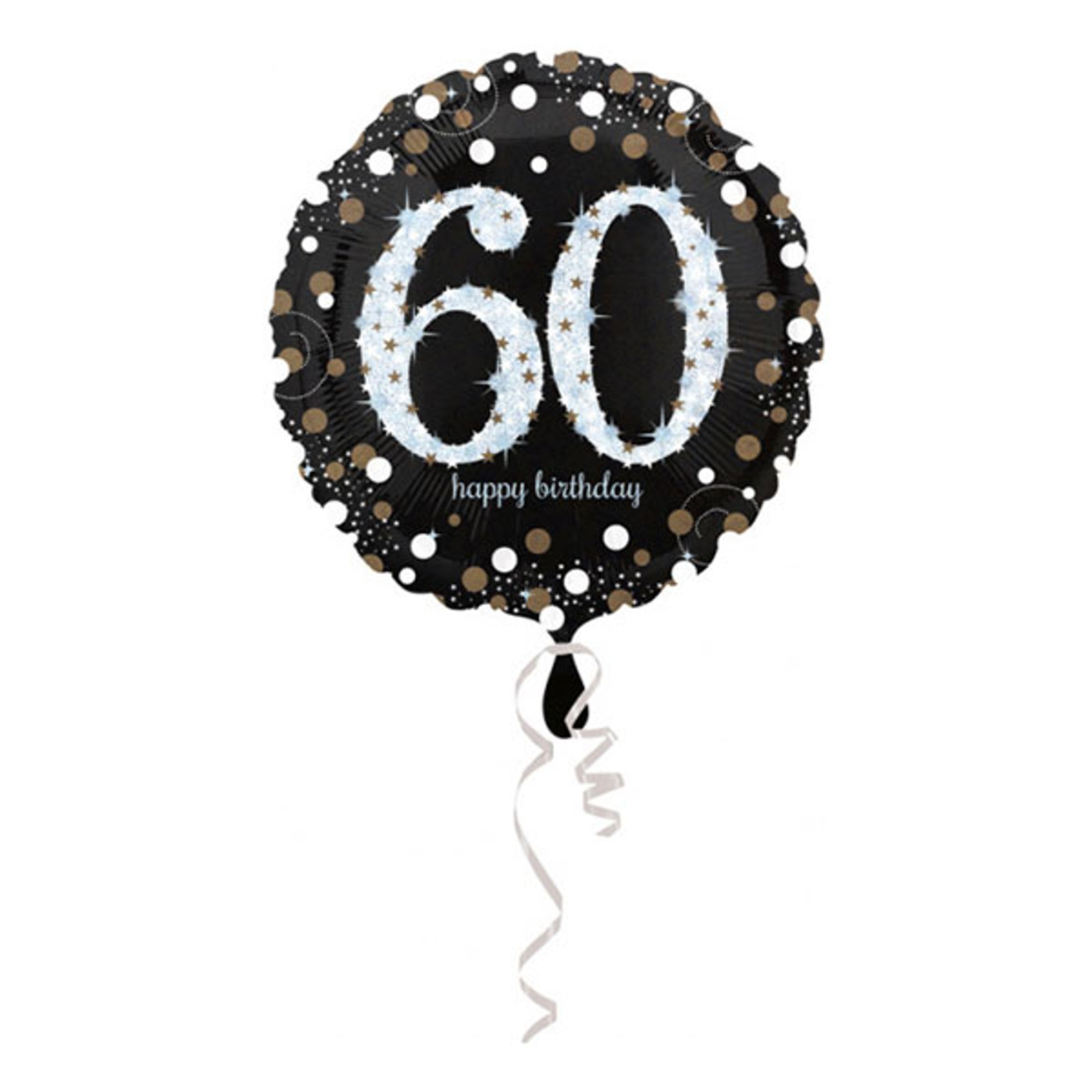 Läs mer om Folieballong Happy Birthday 60 Glitter