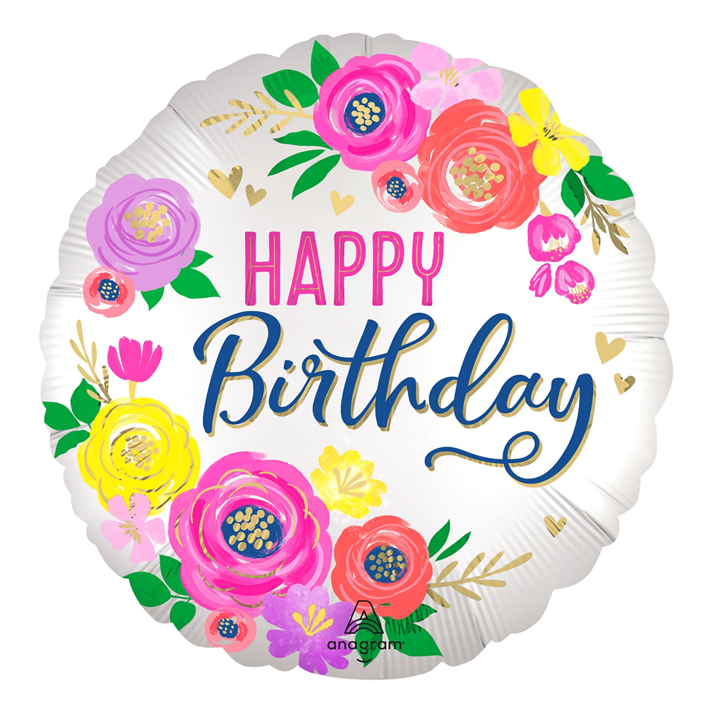 Läs mer om Folieballong Happy Birthday Blommor