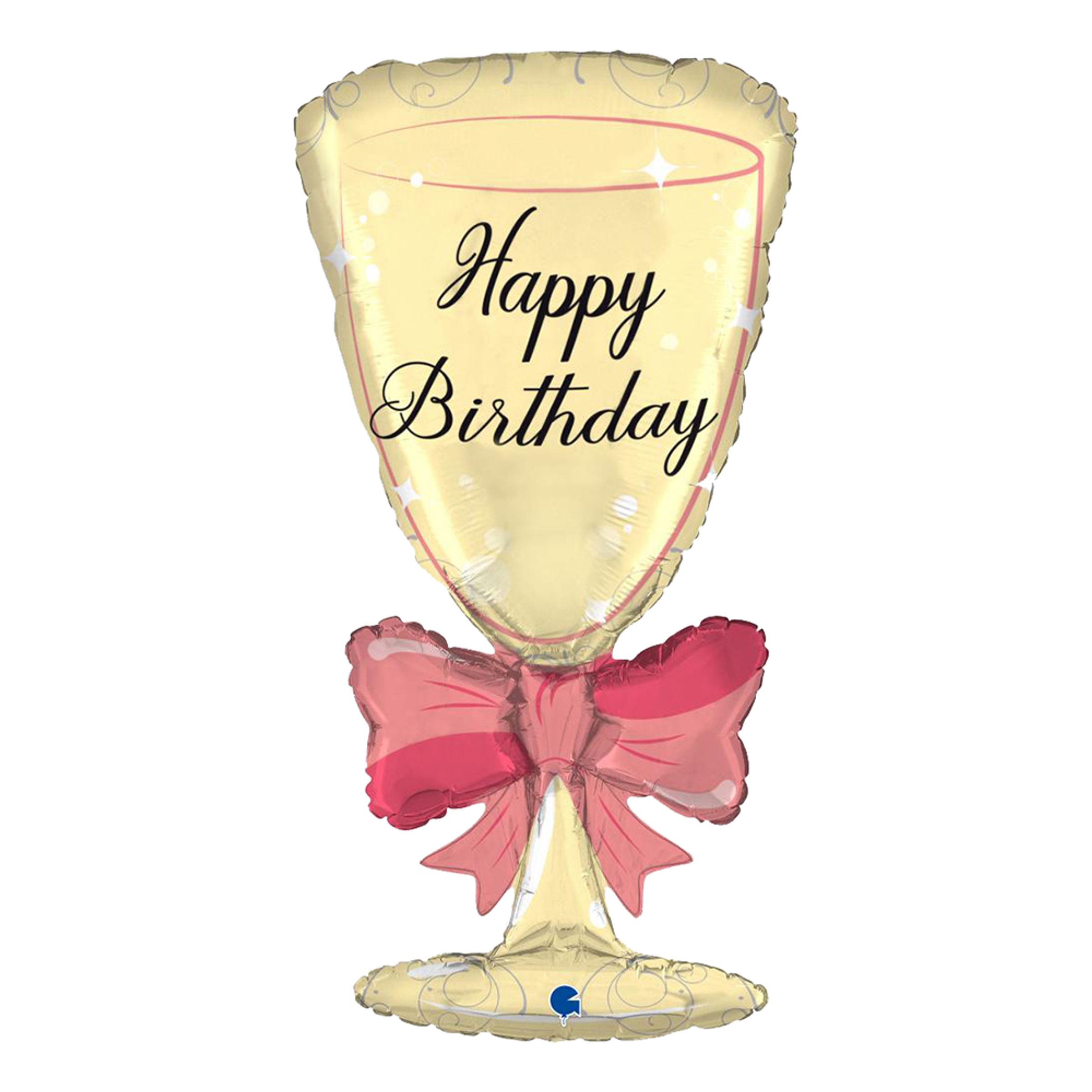 Läs mer om Folieballong Happy Birthday Champagneglas - 73 cm