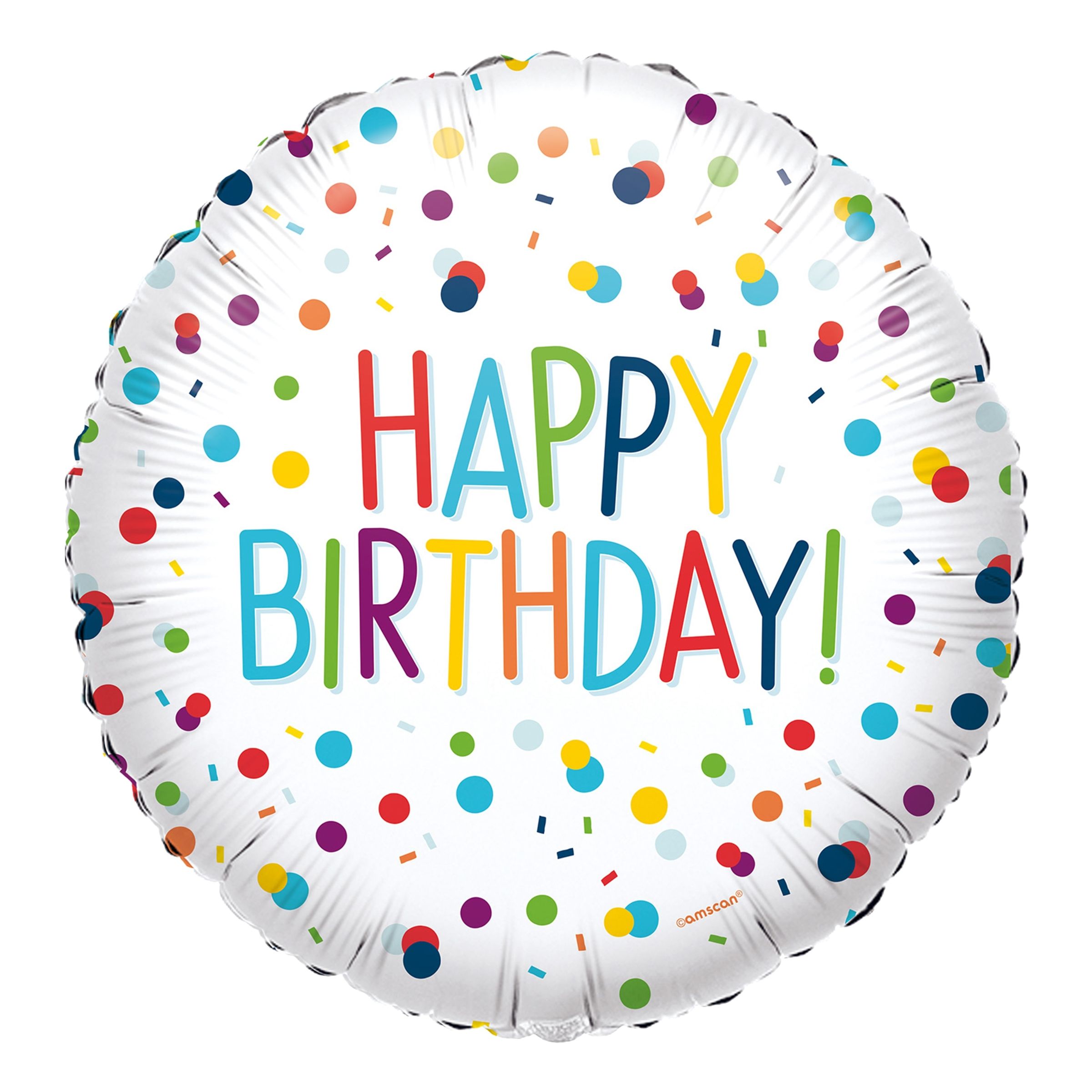 Läs mer om Folieballong Happy Birthday Konfetti