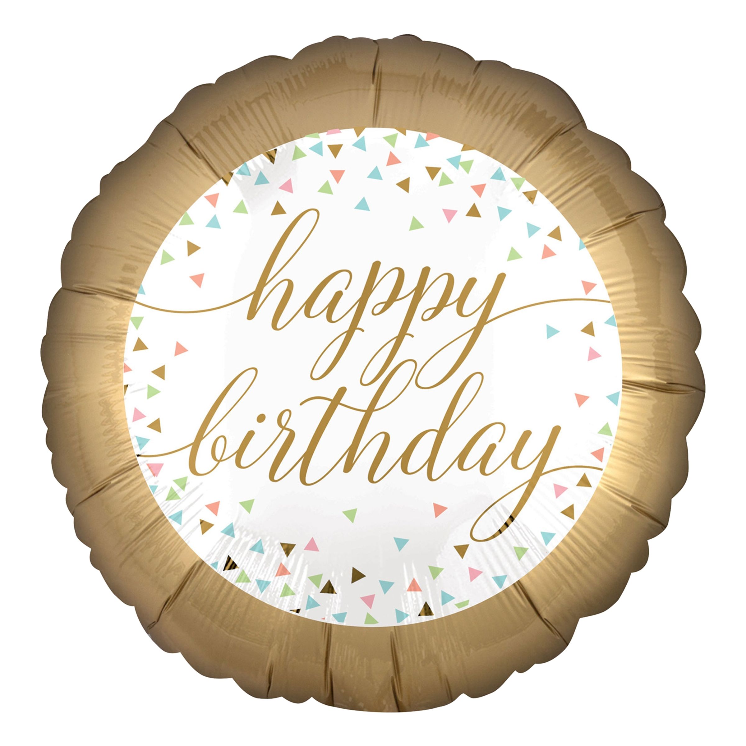 Läs mer om Folieballong Happy Birthday Pastell Konfetti