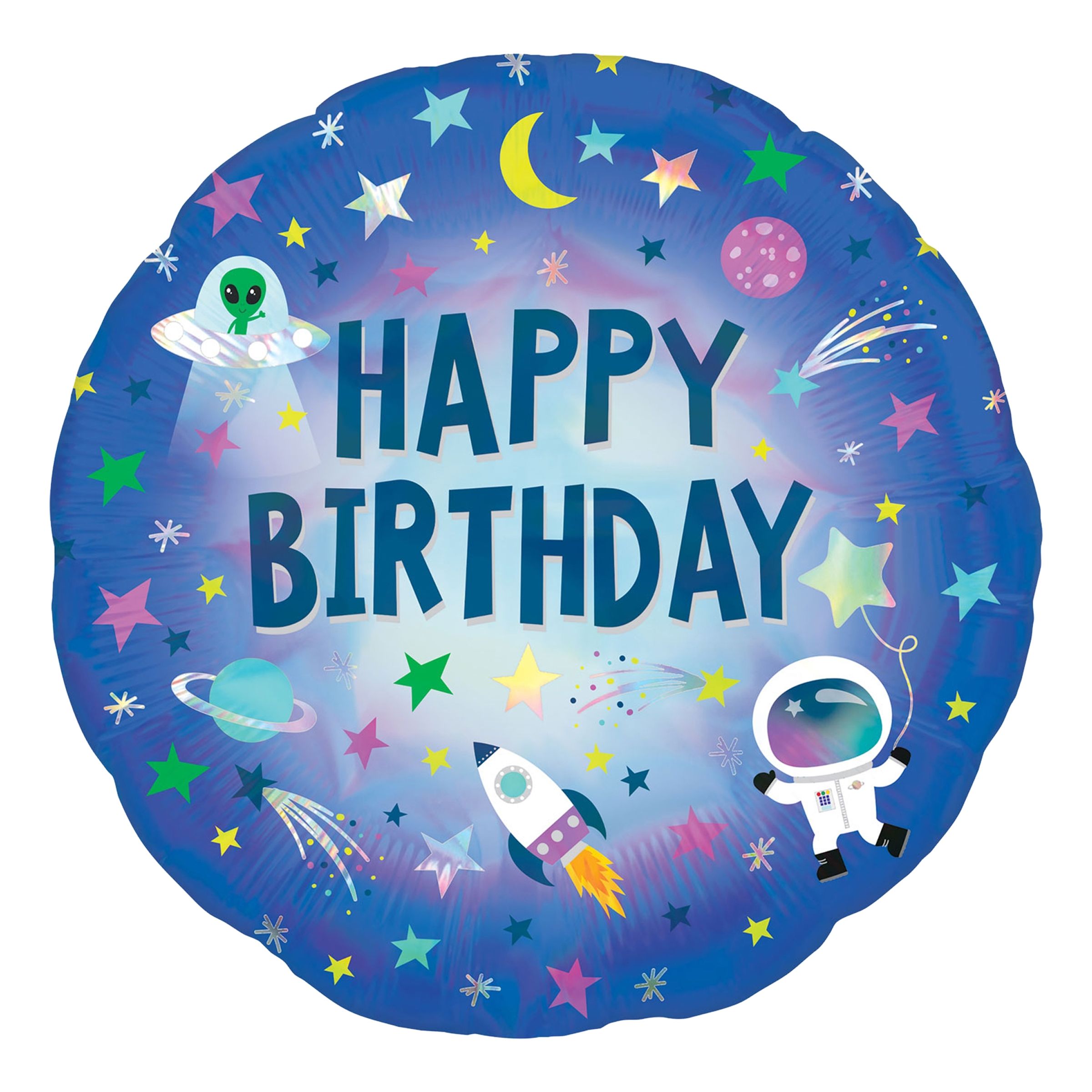 Läs mer om Folieballong Happy Birthday Rymden