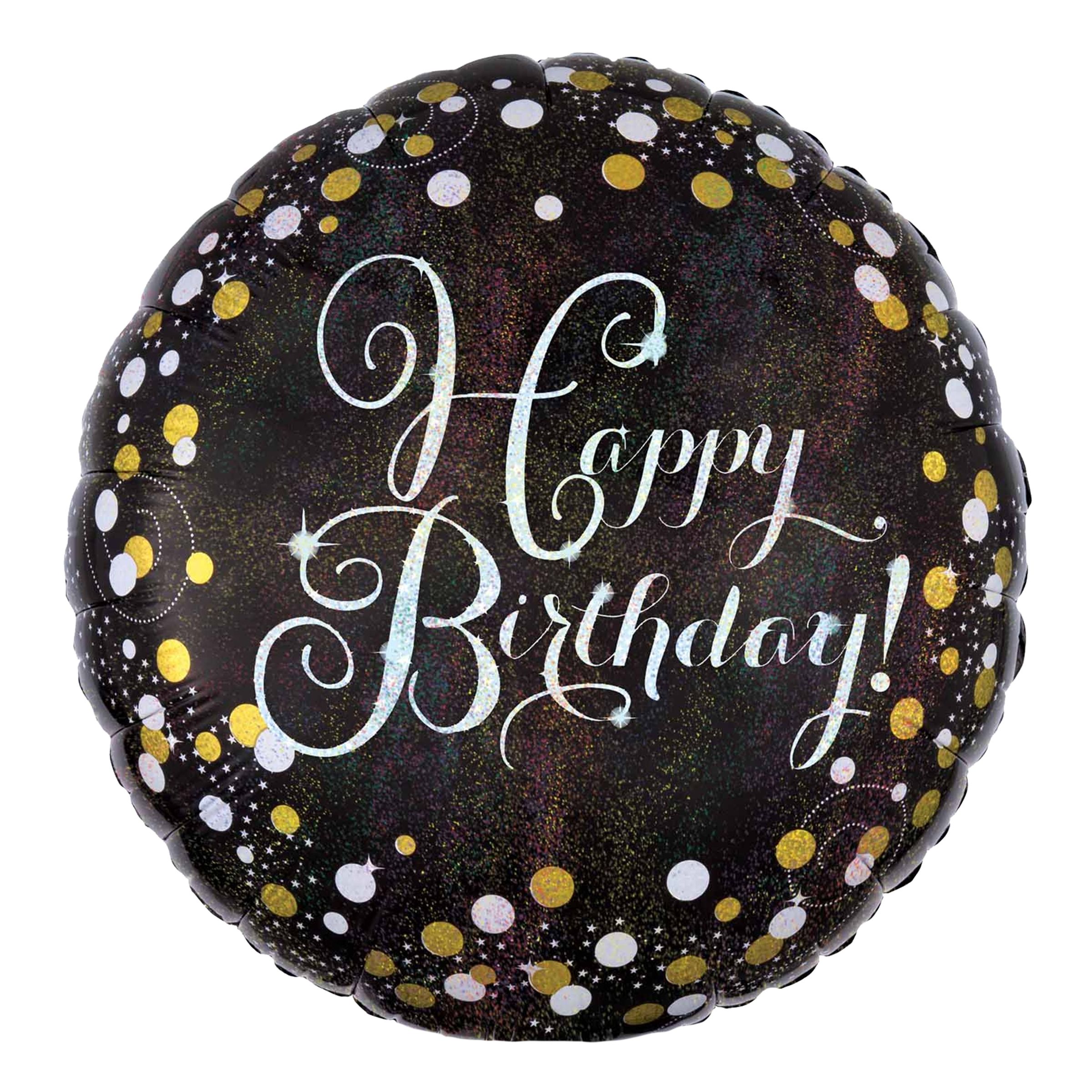 Läs mer om Folieballong Happy Birthday Silver Sparkling
